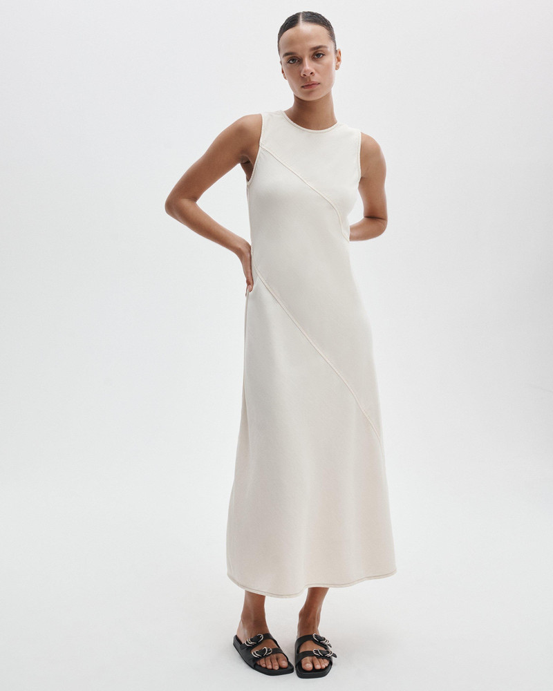 rag & bone Lisbon Denim Dress Ultra Featherweight in Ecru outlook