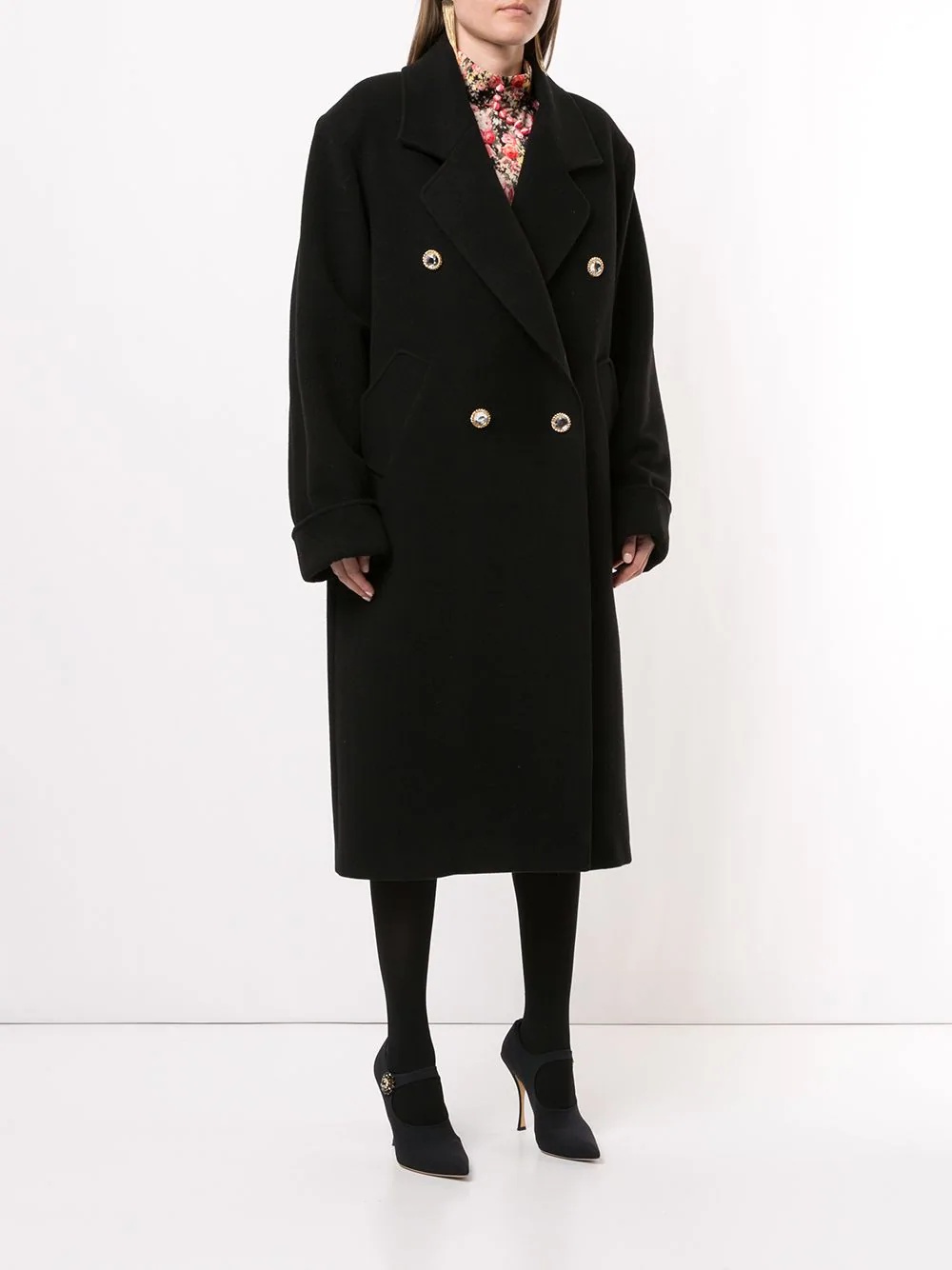 double-breasted midi coat - 3