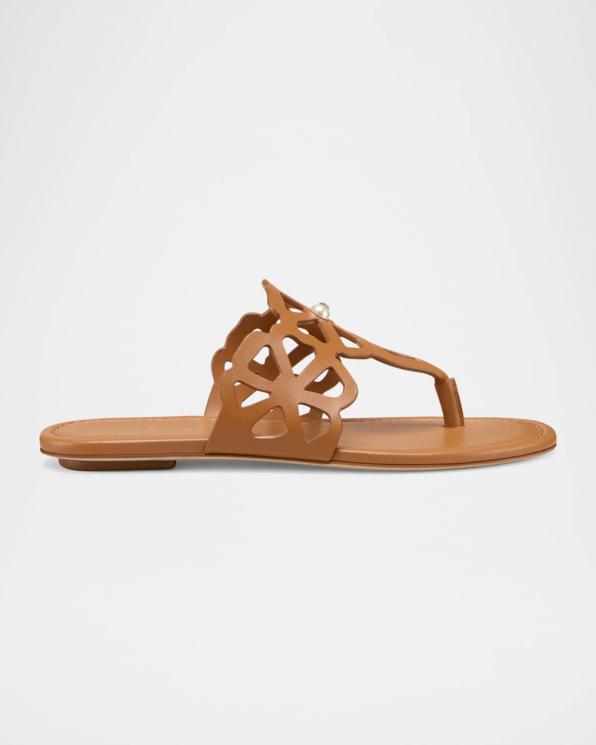 Jasmine Leather Cutout Thong Sandals - 1