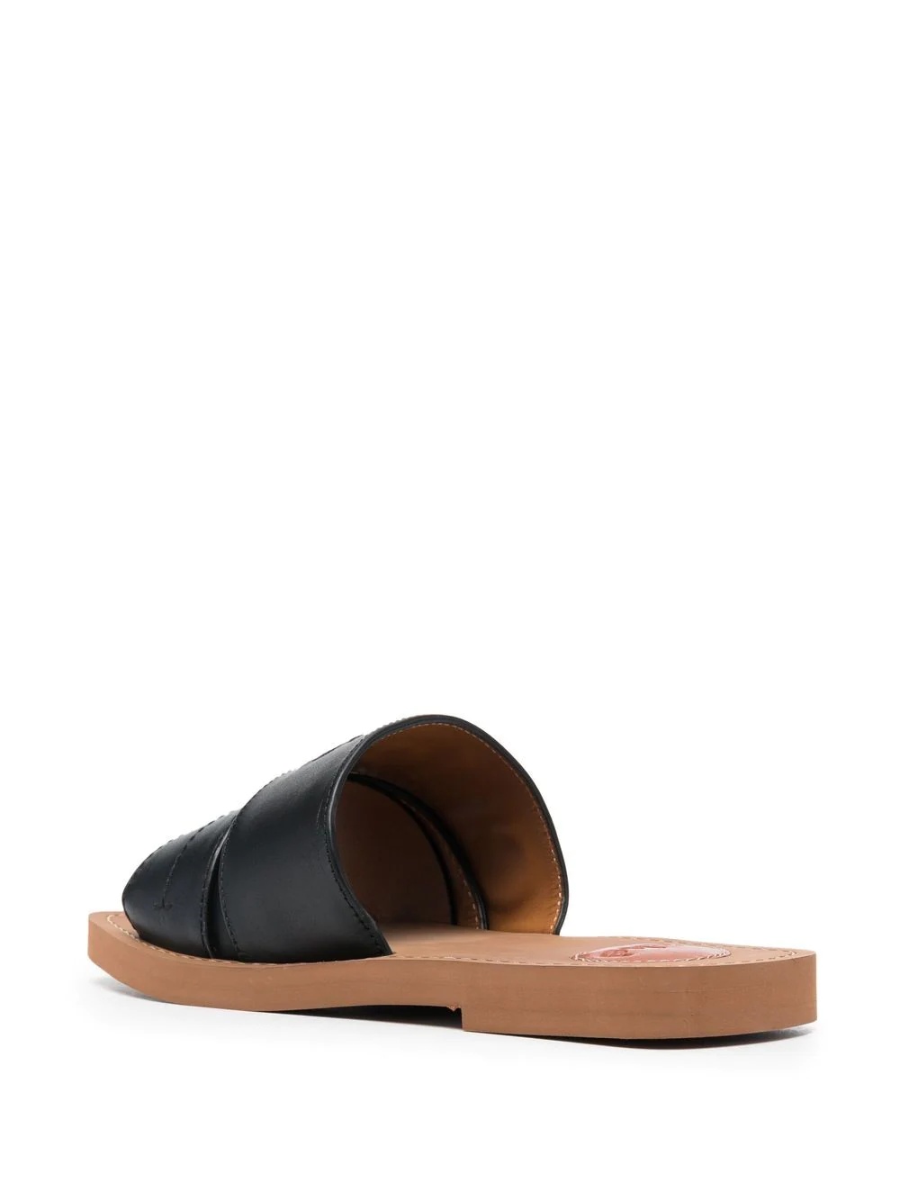 logo-embroidered leather sandals - 3