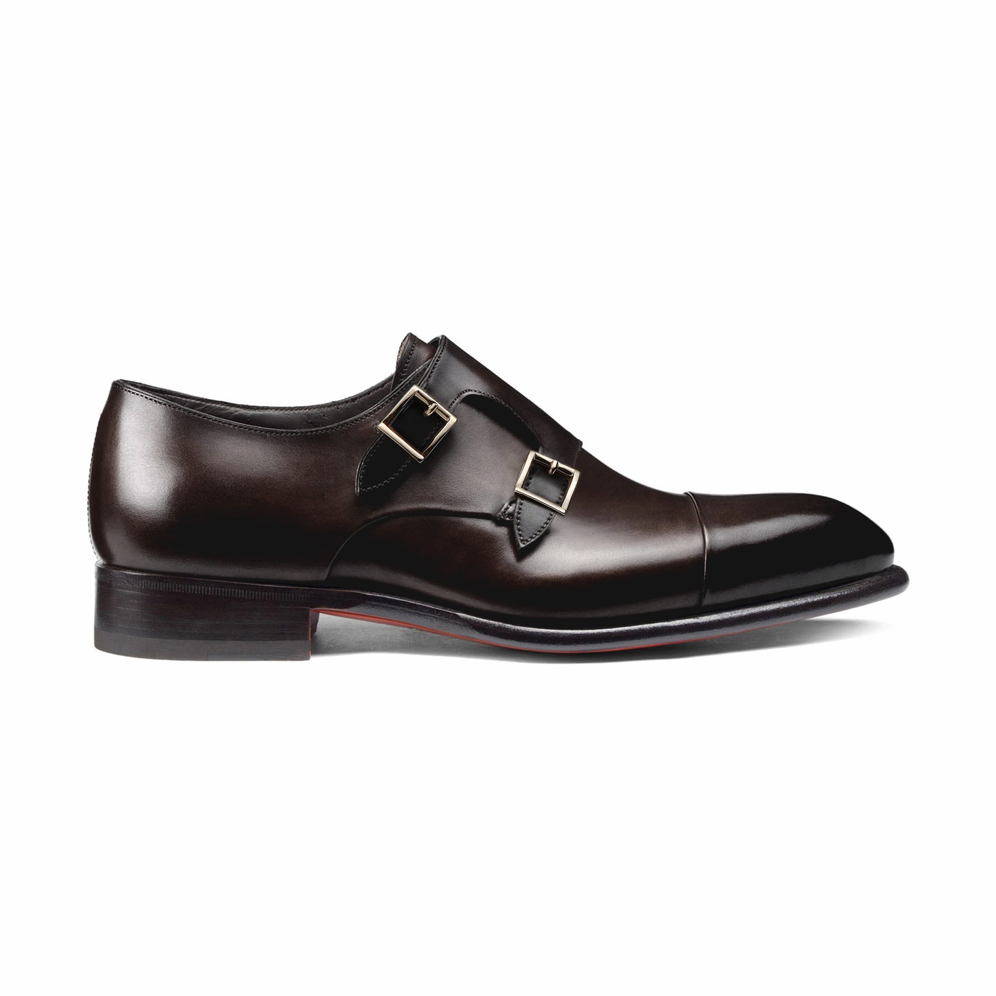 Men's dark brown leather double-buckle shoe - 2