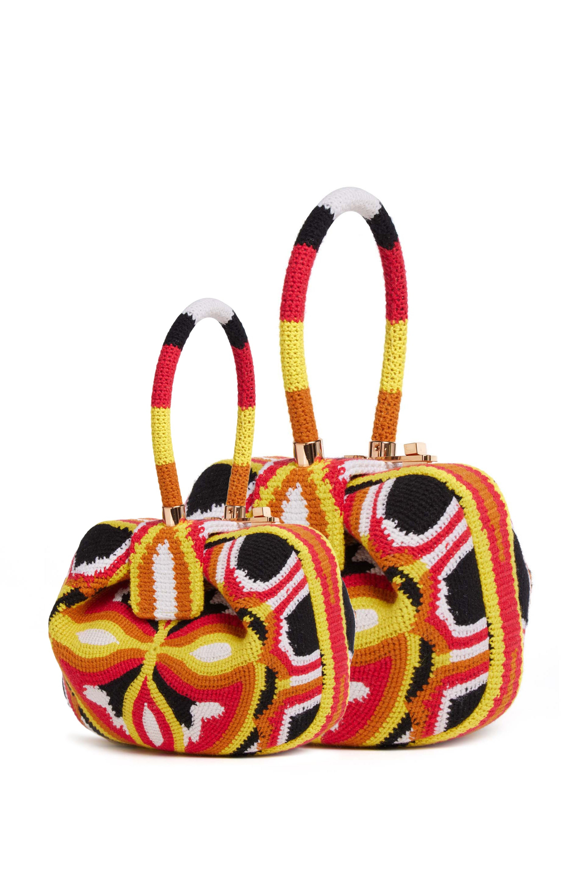 Demi Bag in Red, Yellow & Black Crochet - 5
