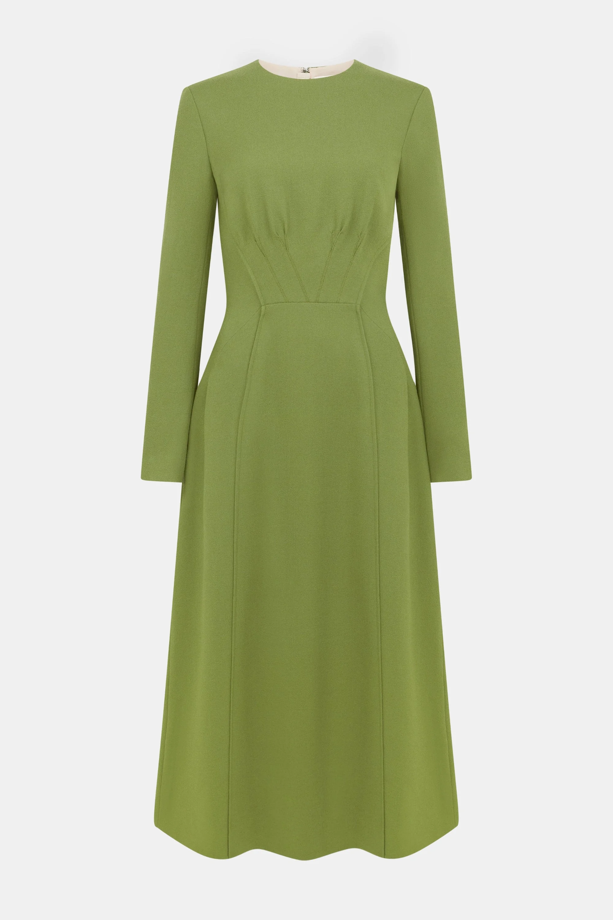 Collinson Dress In Olive Single Wool Crepe - 1