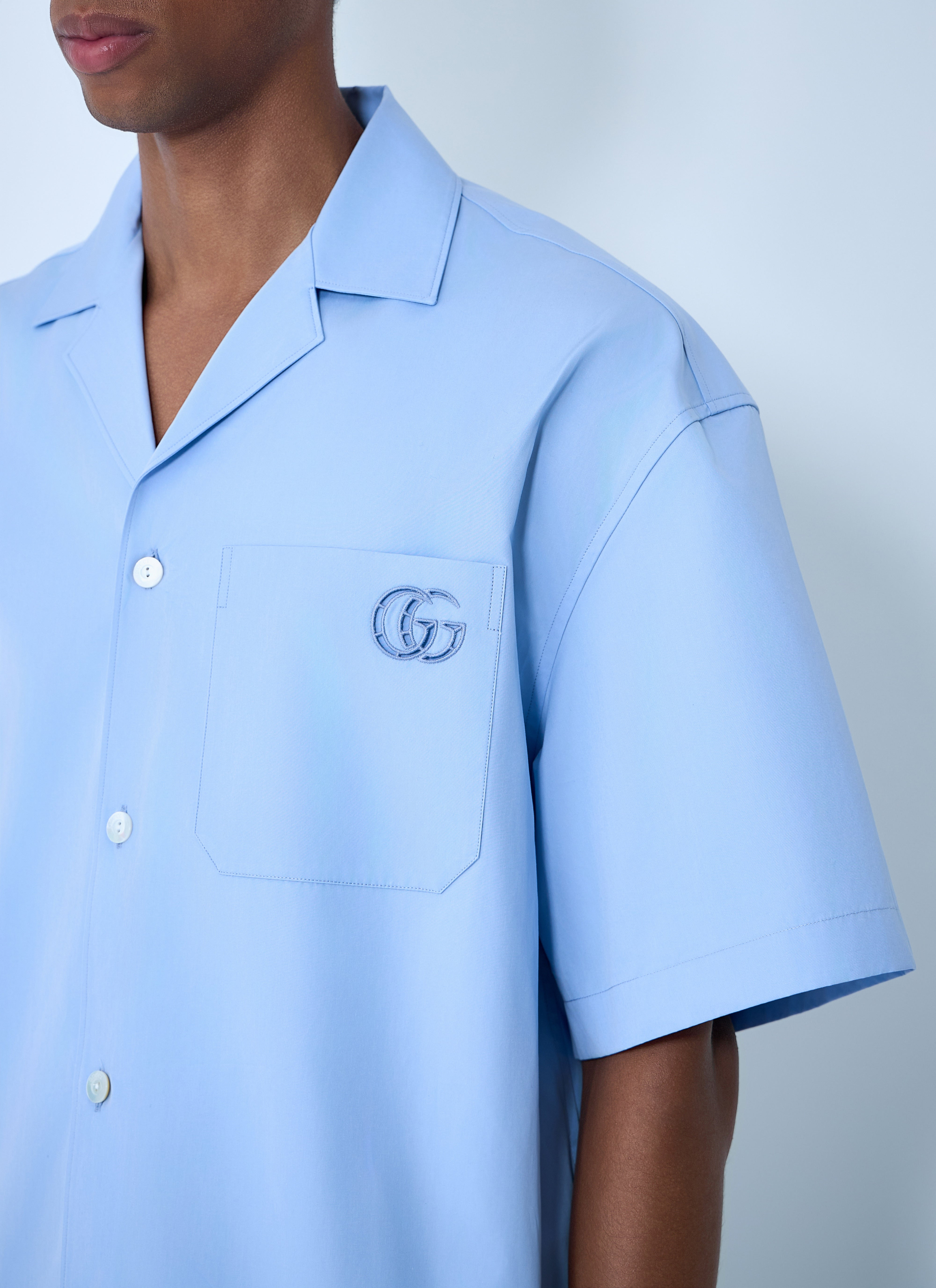 Gucci Men Logo Embroidery Camp Collar Shirt - 5