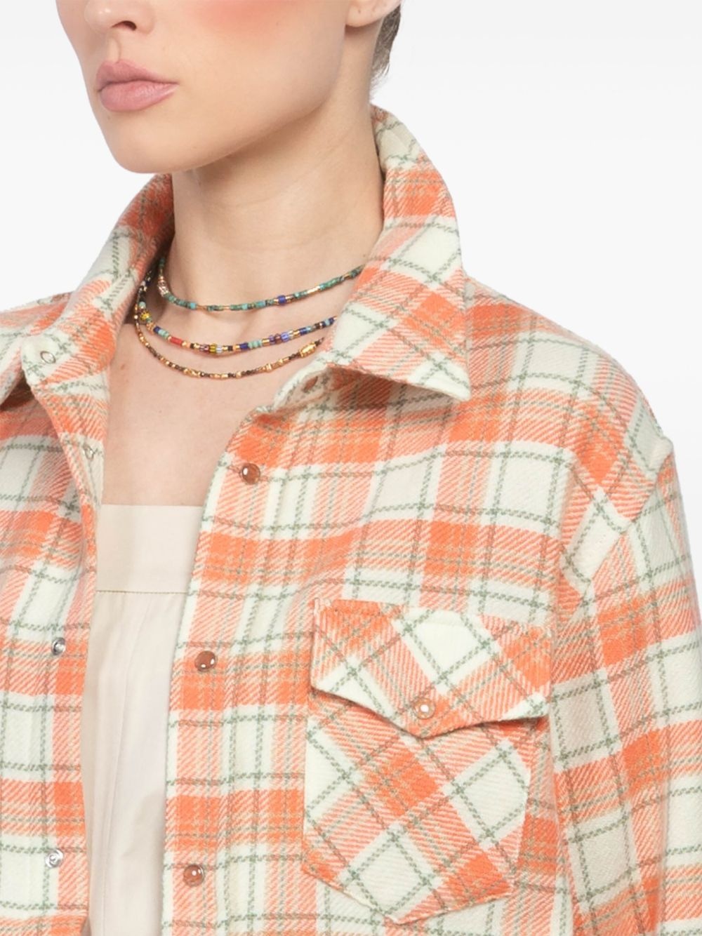 check-print cashmere overshirt - 5
