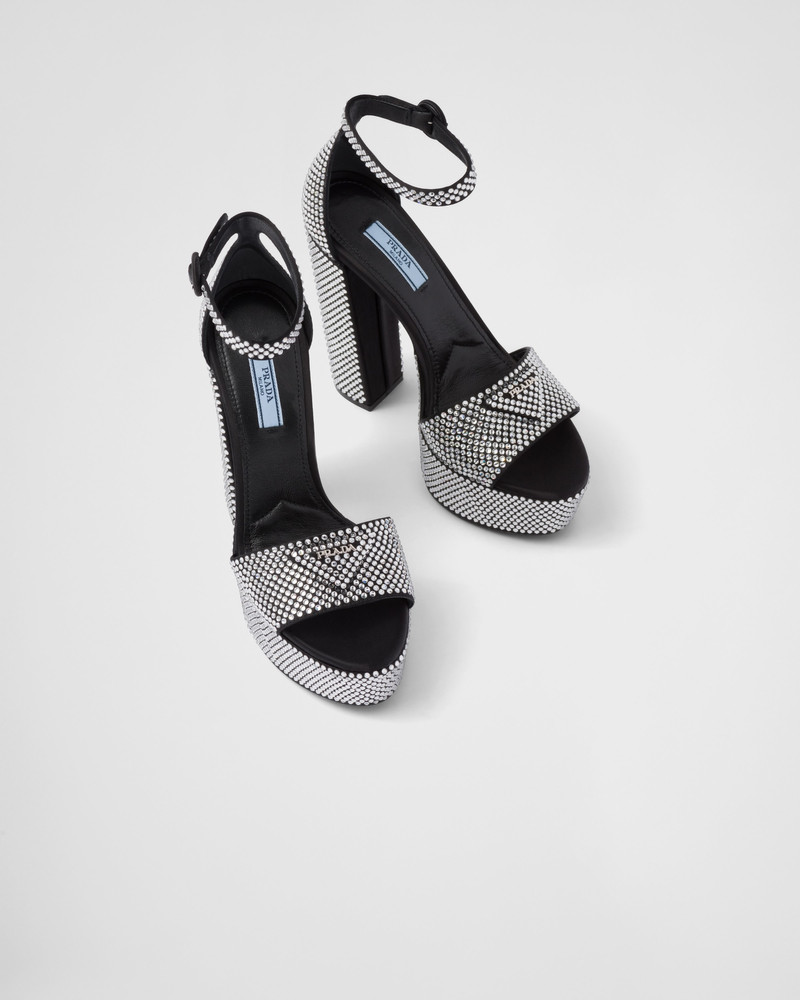 Satin platform sandals with crystals 4