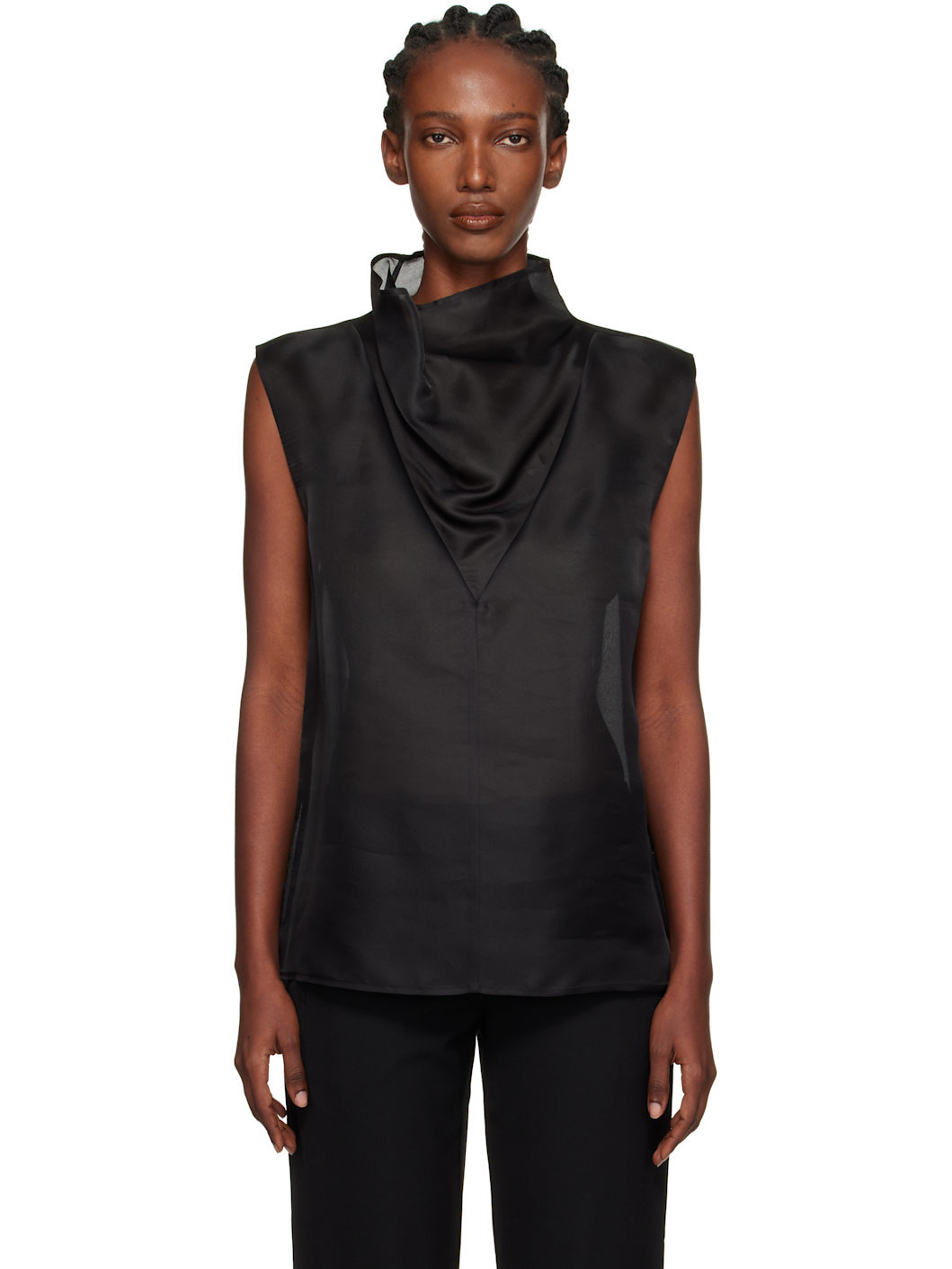 Black Organza Silk Blouse - 1