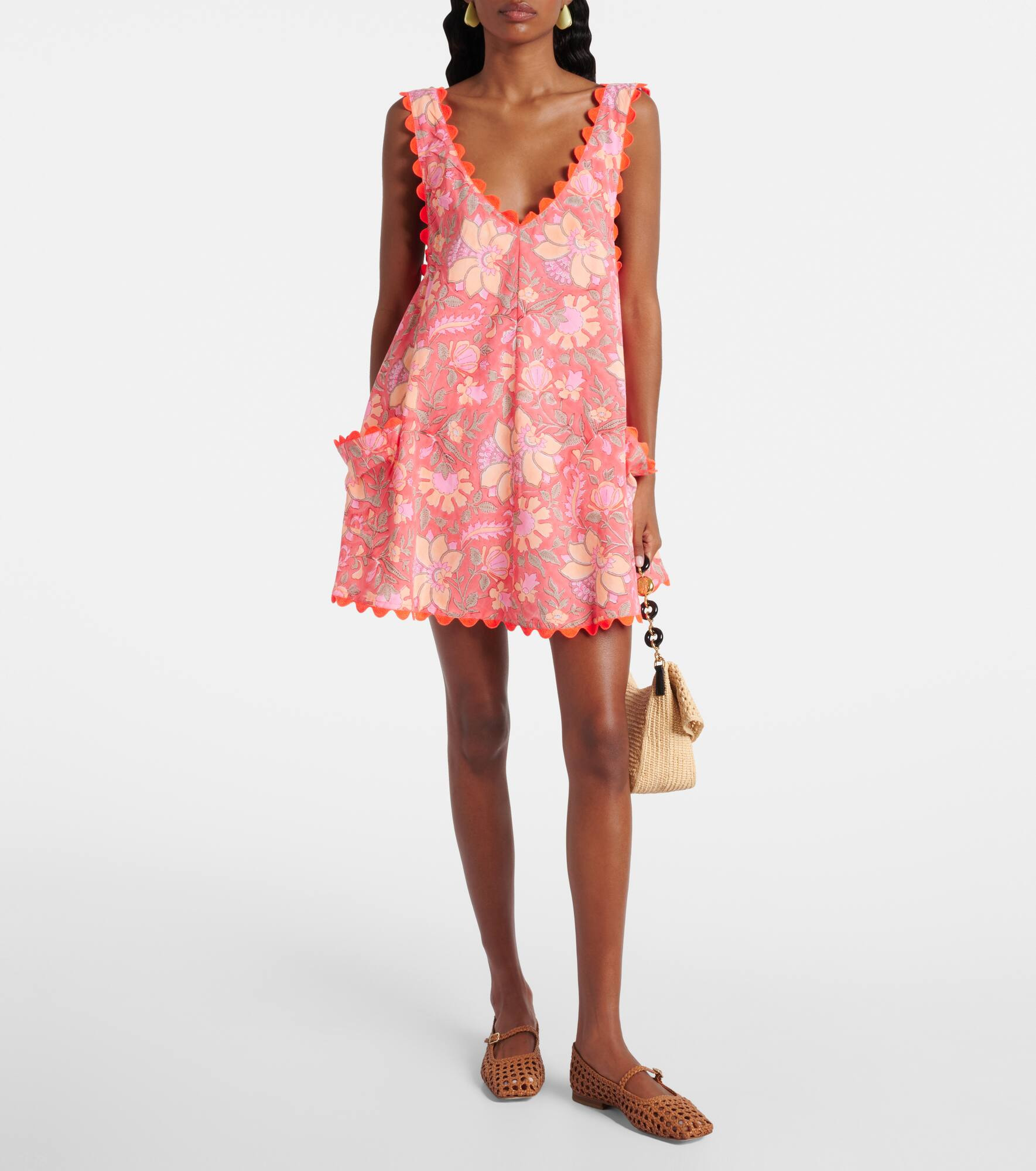 Floral scalloped cotton minidress - 2