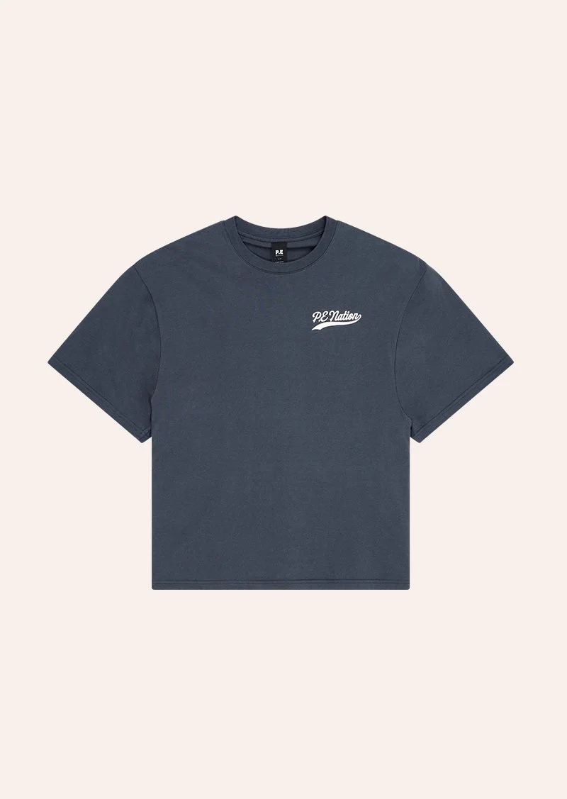 VARSITY OVERSIZED SHORT SLEEVE TEE IN MARINE BLUE - 1