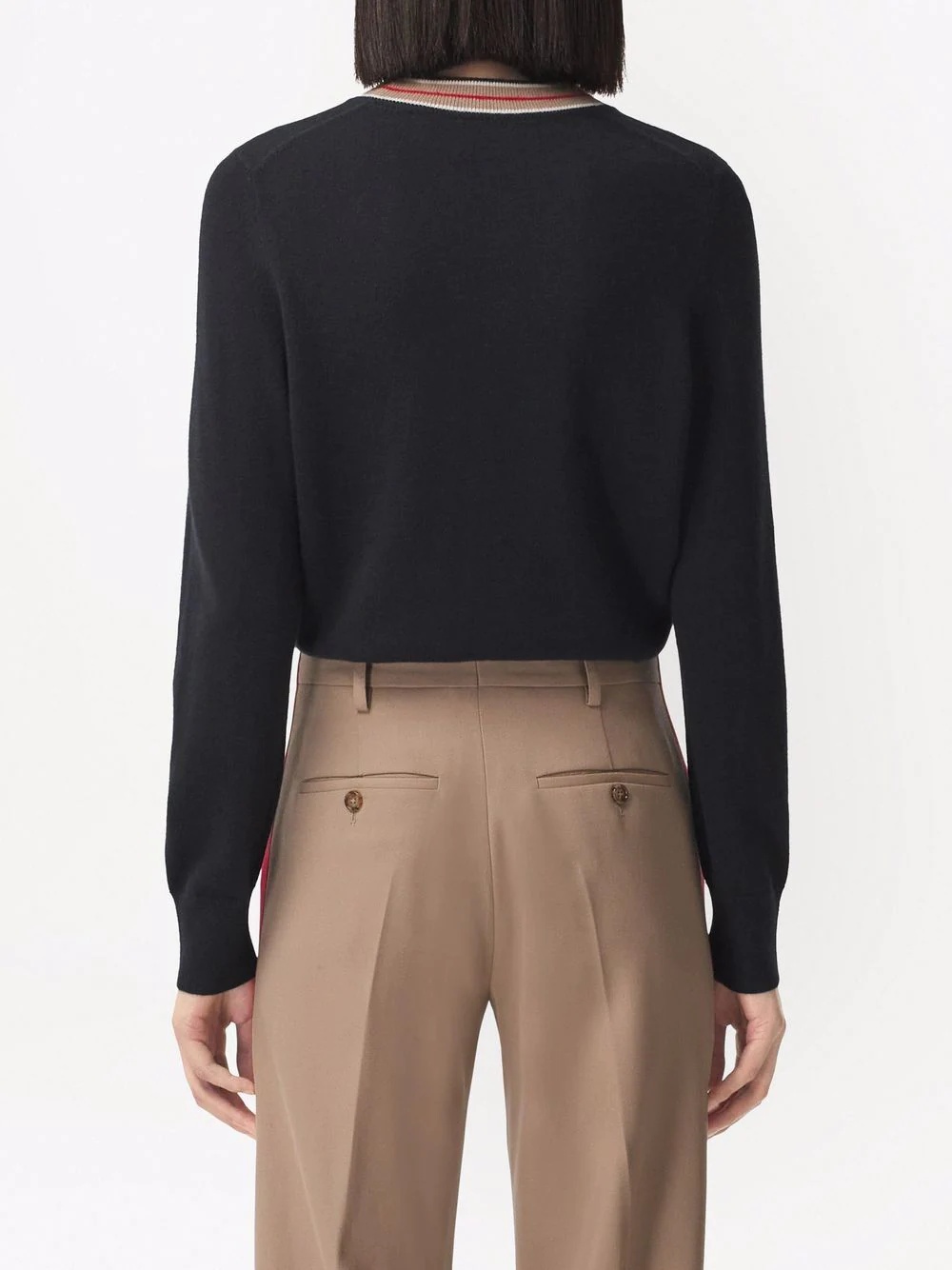 stripe-neckline cashmere jumper - 4