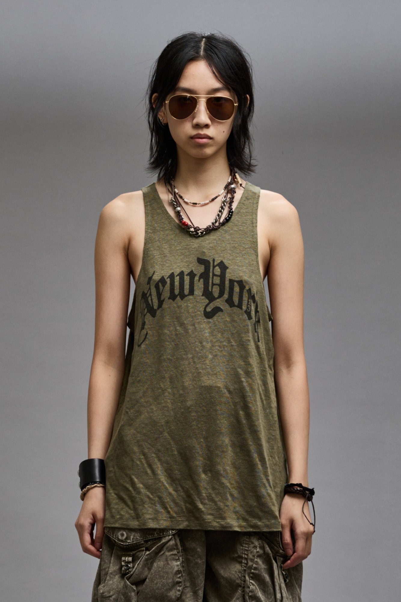 NEW YORK RELAXED TANK - OLIVE - 1