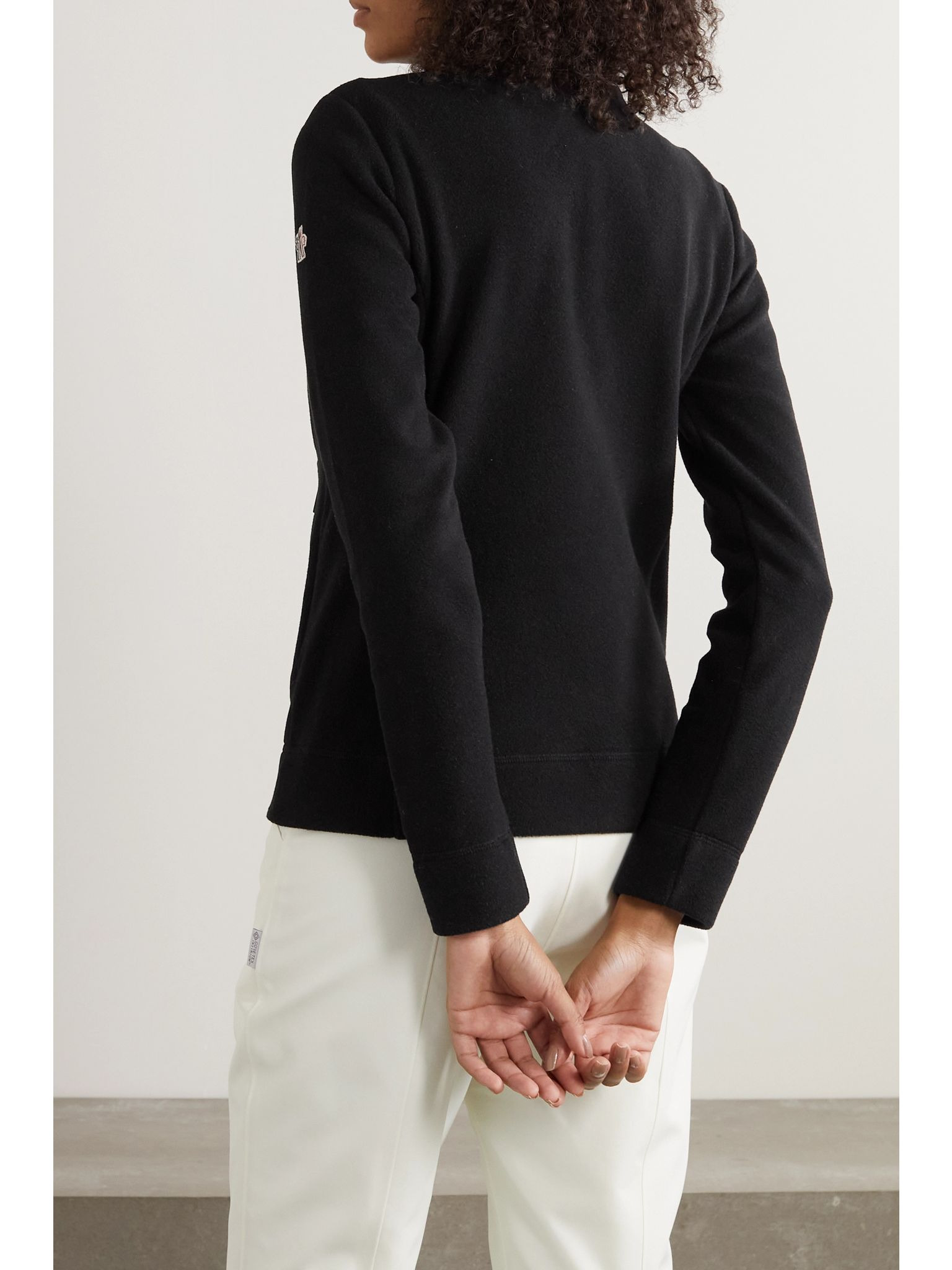 Shell-trimmed half-zip fleece jacket Black - 3