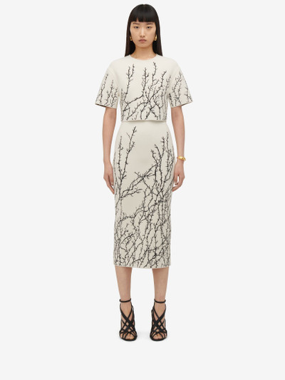 Alexander McQueen Women's Thorn Branches Pencil Skirt in Ivory/black outlook