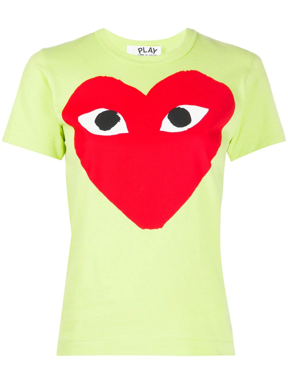 heart print round neck T-shirt - 1