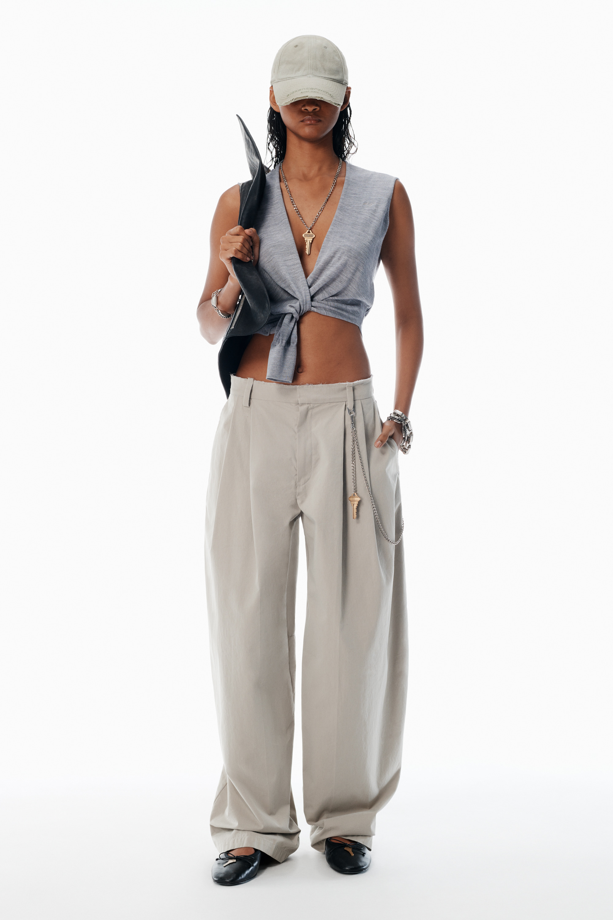 Grey Cotton-Blend Balloon-Leg Pants - 2