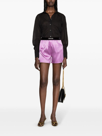 TOM FORD logo-patch satin boxer shorts outlook