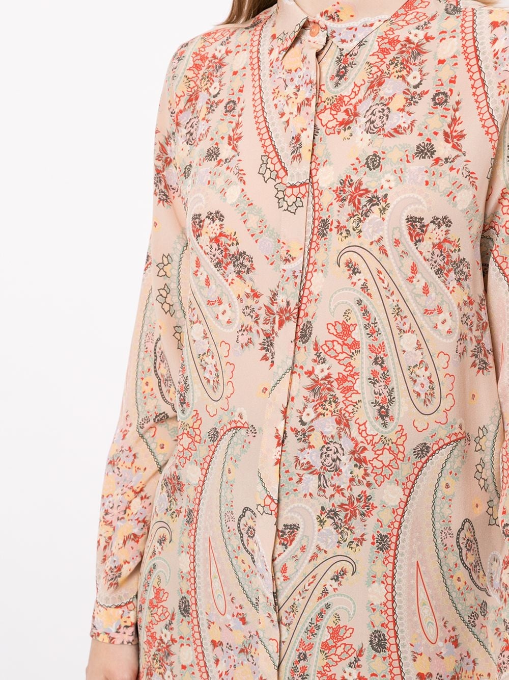 paisley print long shirt - 5