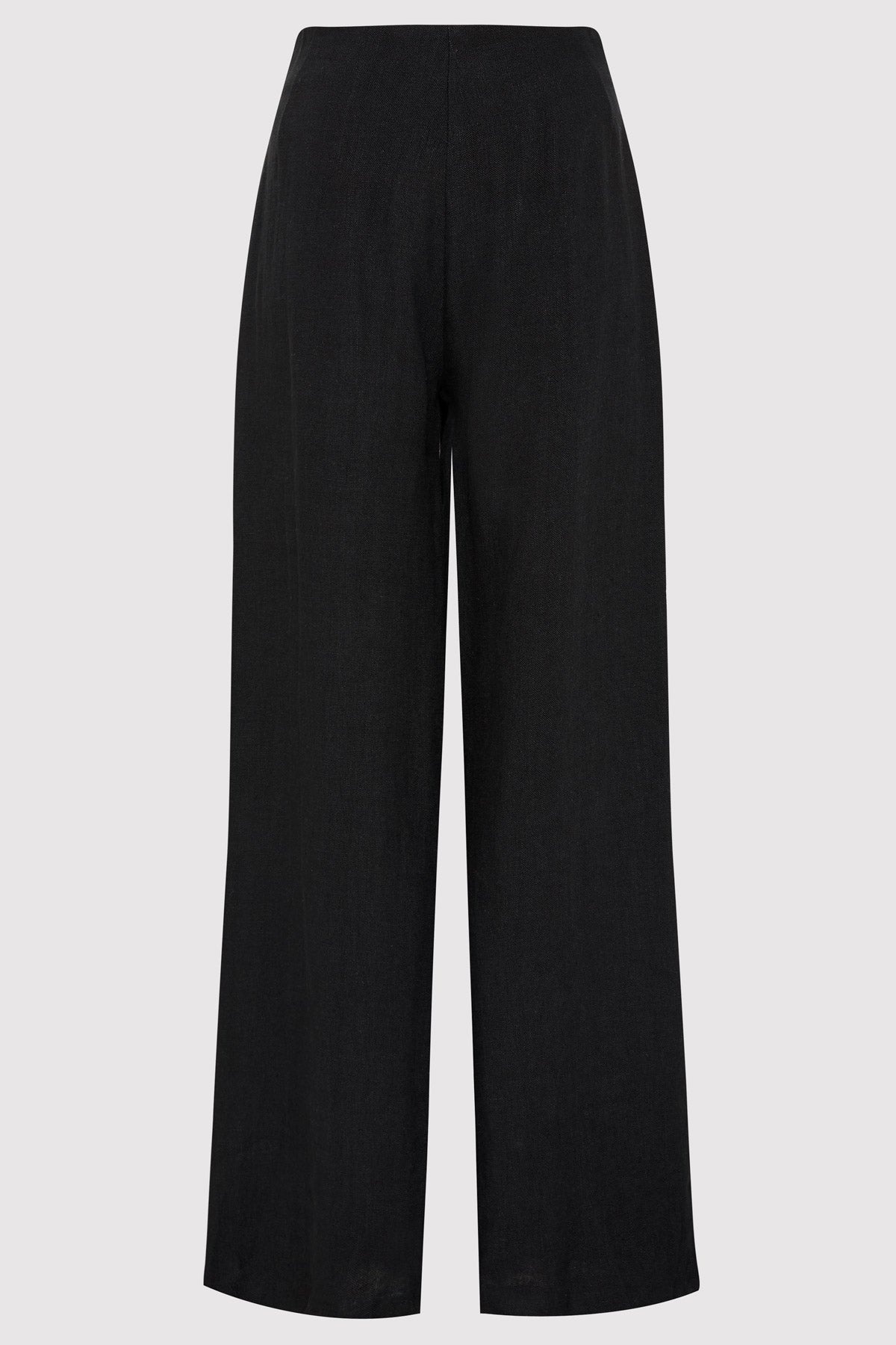 Linen Wide Leg Pants - Black - 7