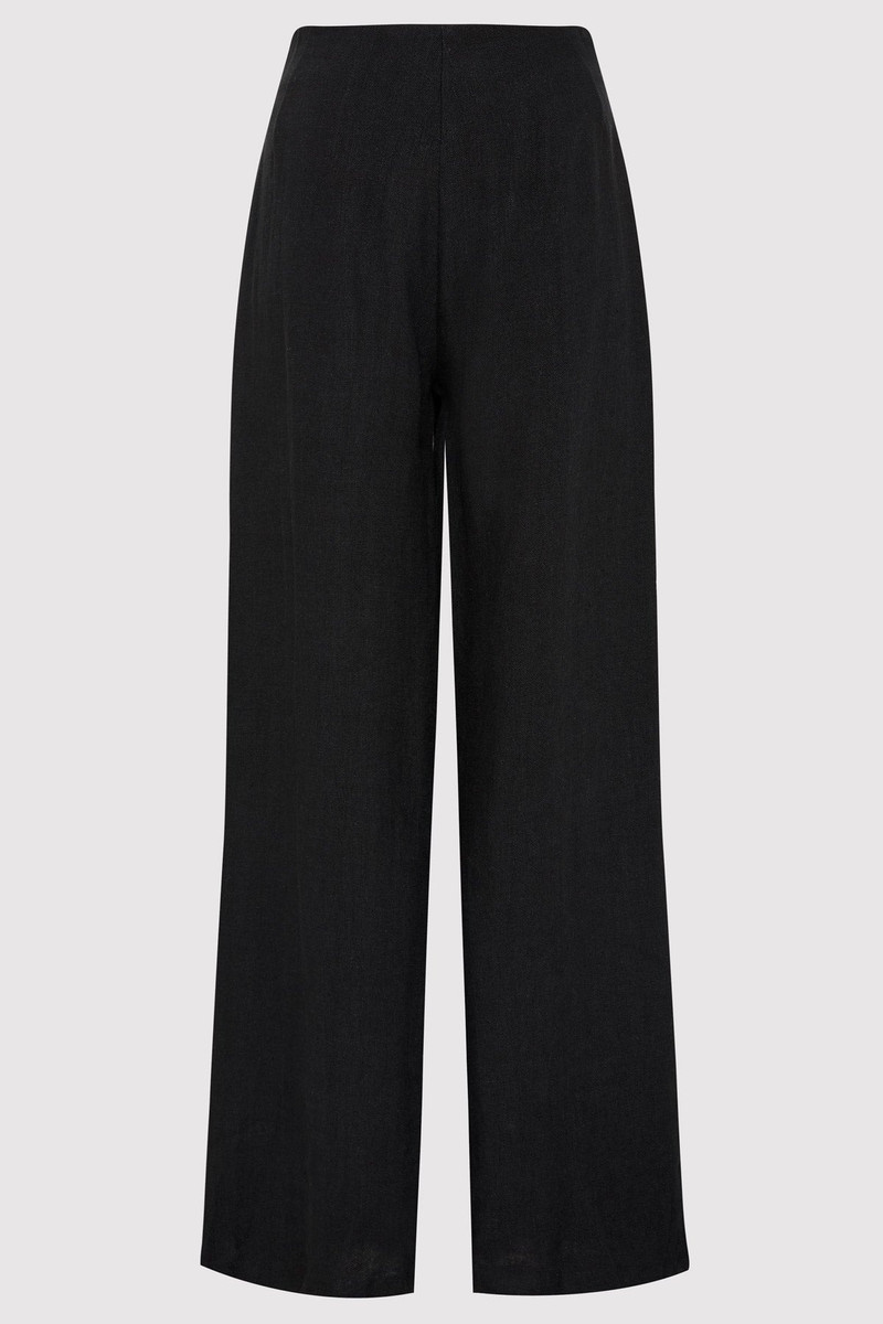 ST. AGNI Linen Wide Leg Pants - Black outlook