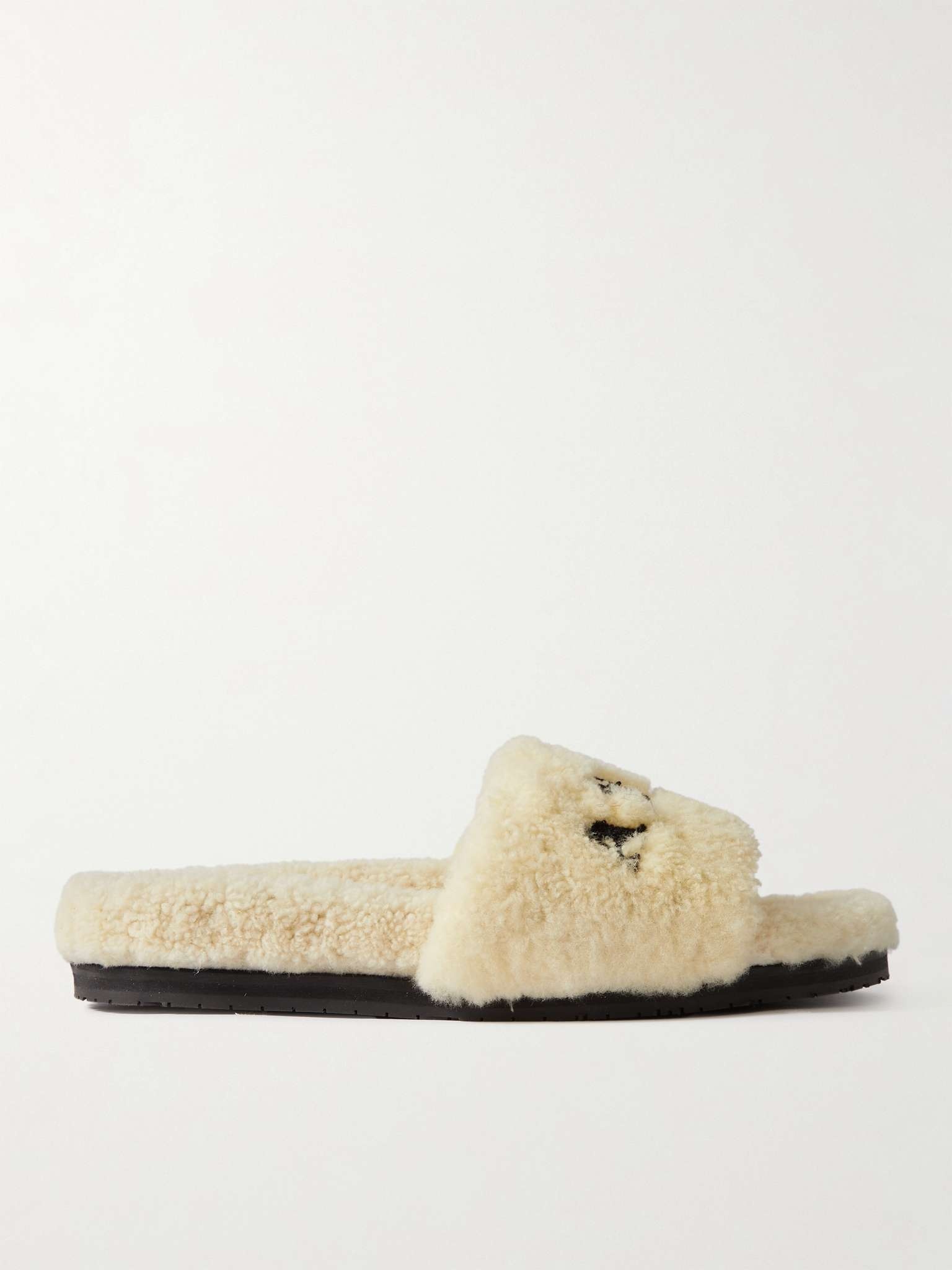 Logo-Embroidered Shearling Slippers - 1
