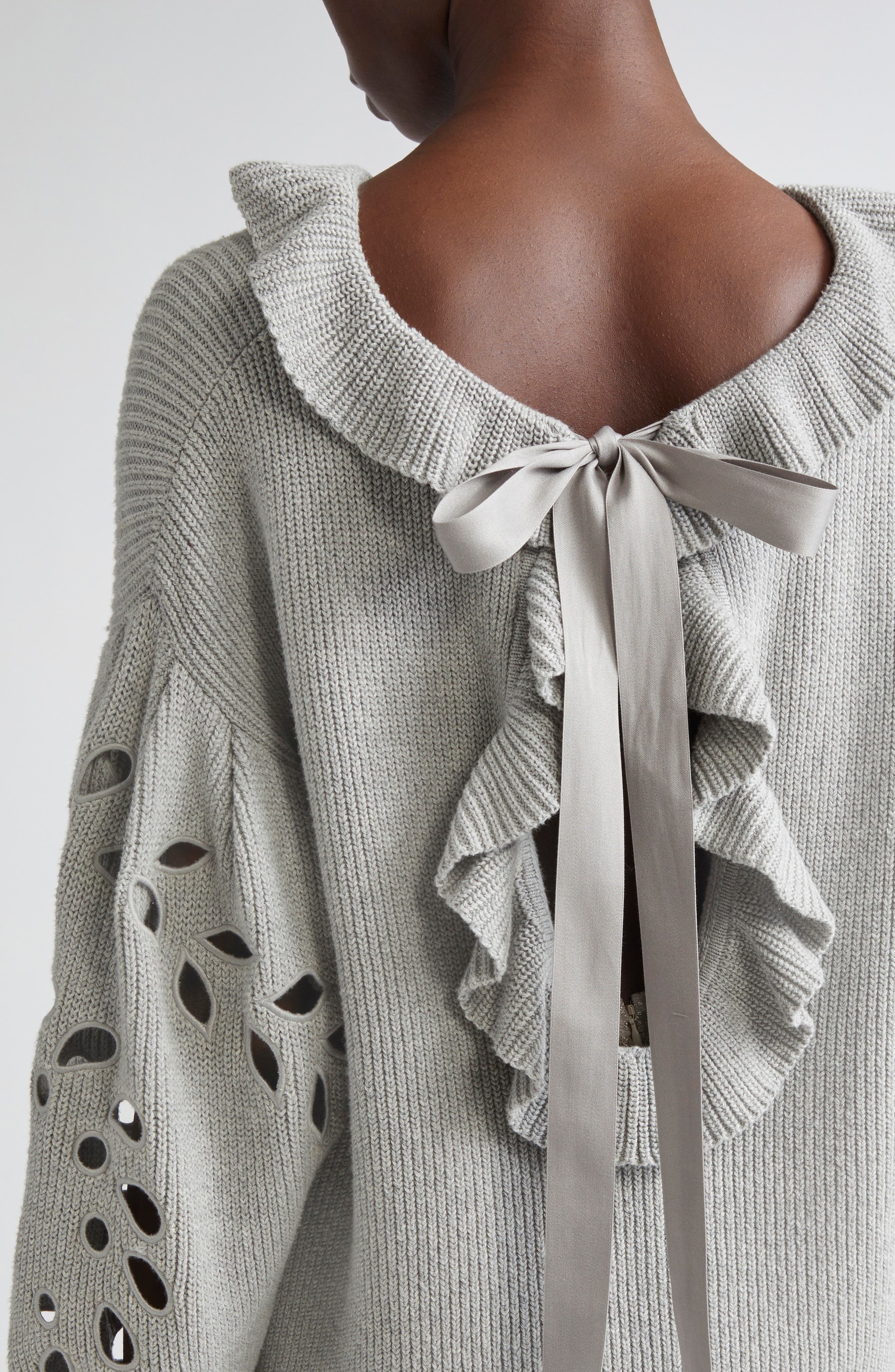 Ulla Johnson Francia Cutout Sweater in Grey Melange at Nordstrom - 5