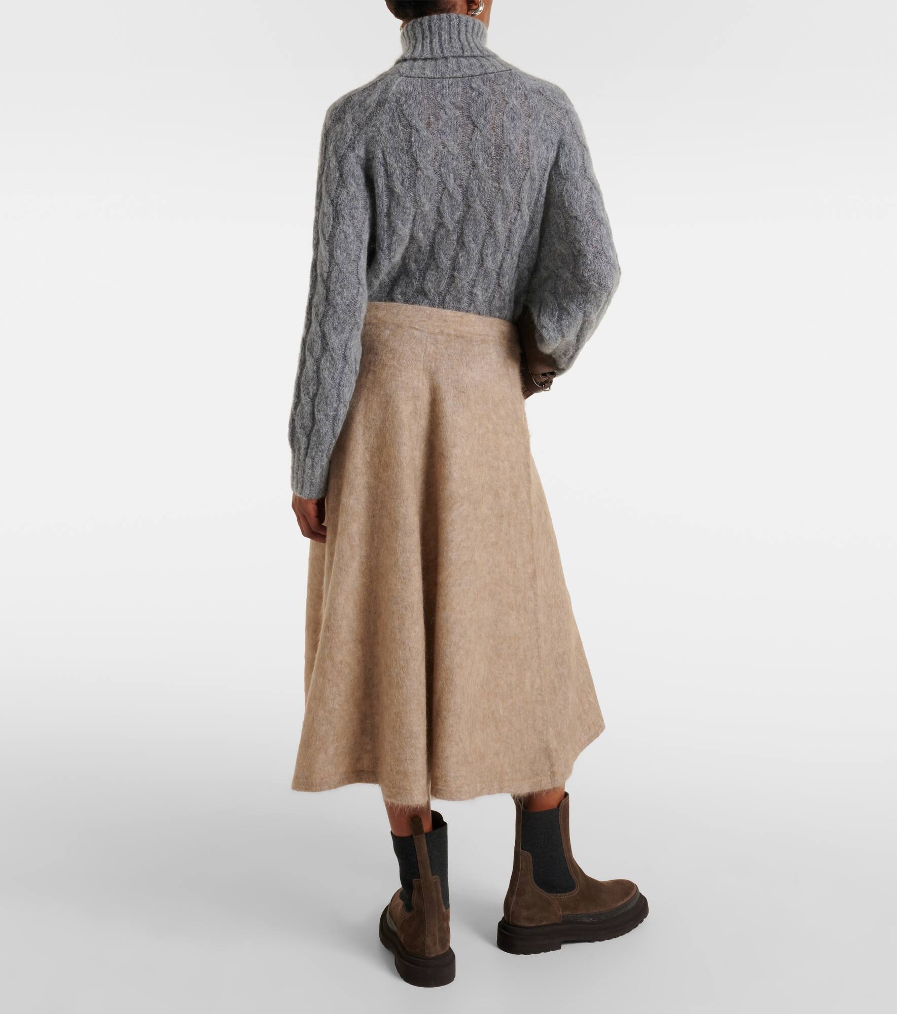 Wool and cashmere-blend midi skirt - 3