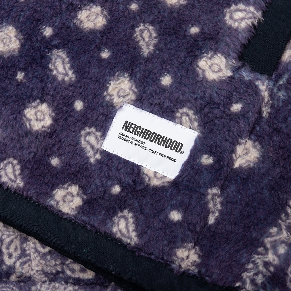 BANDANA PATTERN FLEECE JACKET - NAVY - 5