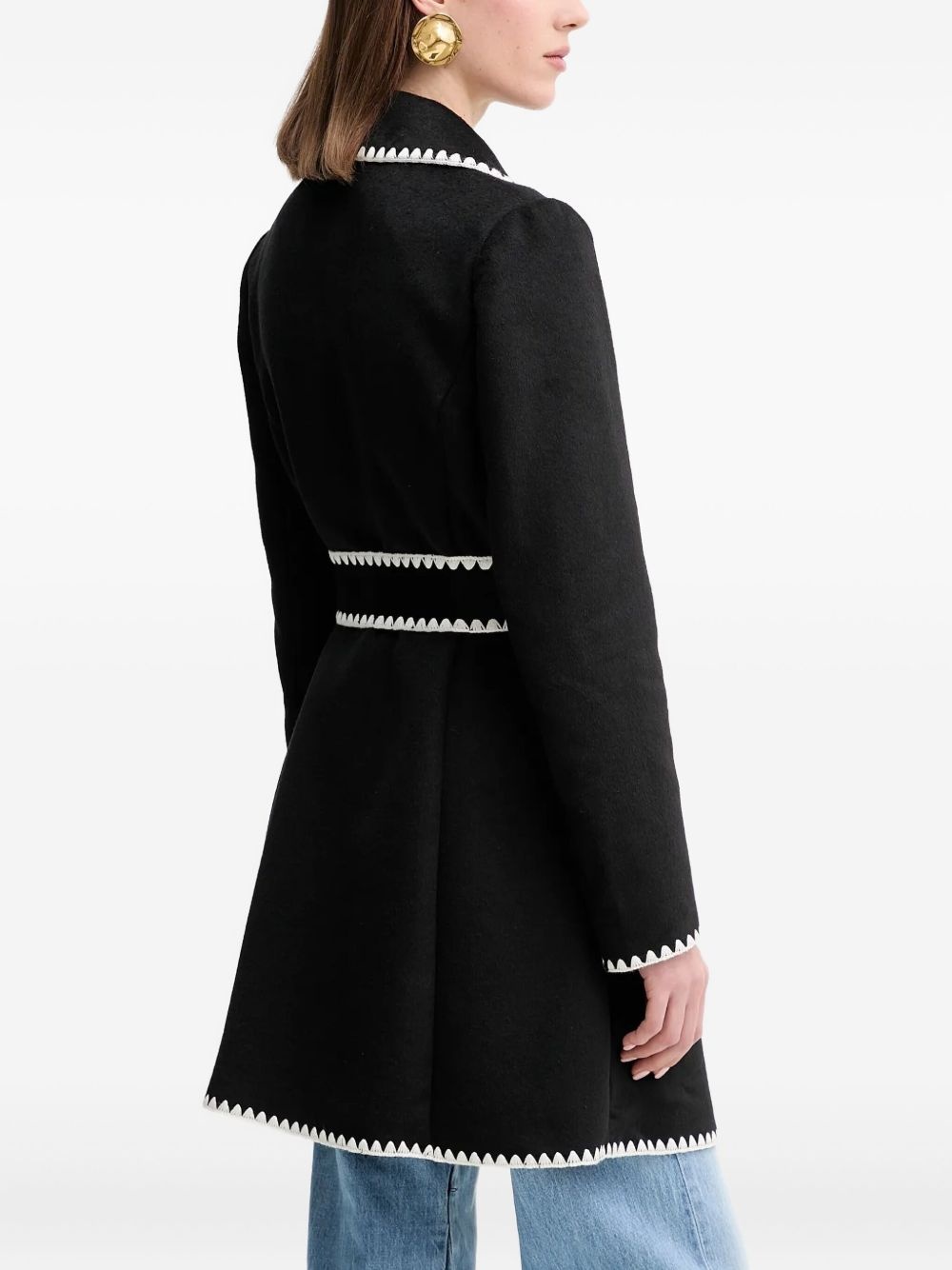 contrasting-trim belted coat - 4