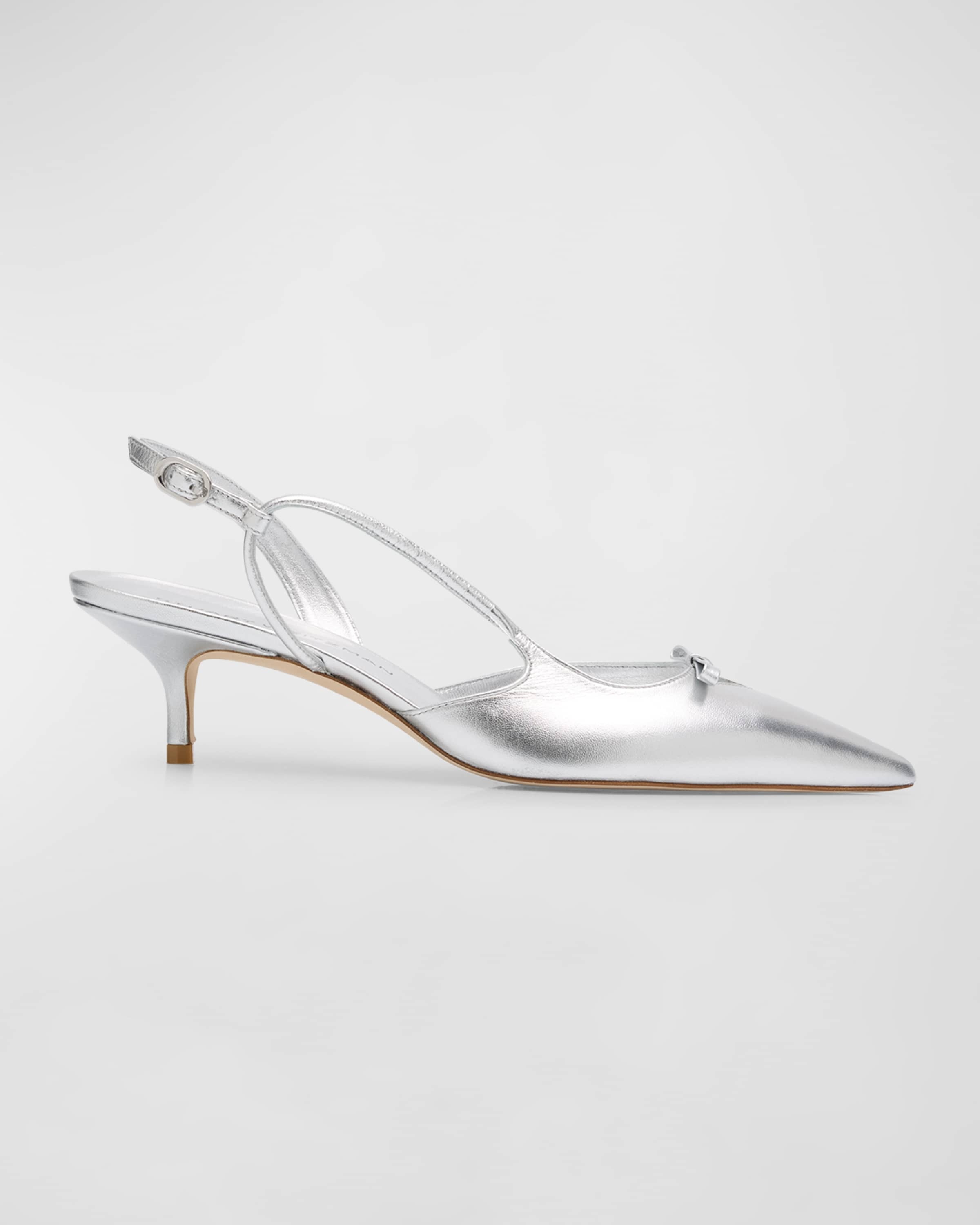 Tully Metallic Bow Slingback Pumps - 1