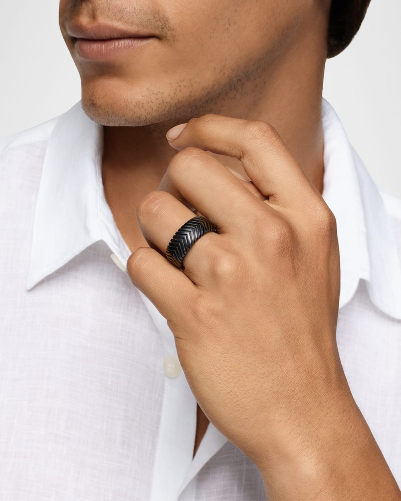 DAVID YURMAN Men's Chevron Band Ring in Black Titanium, 10mm outlook