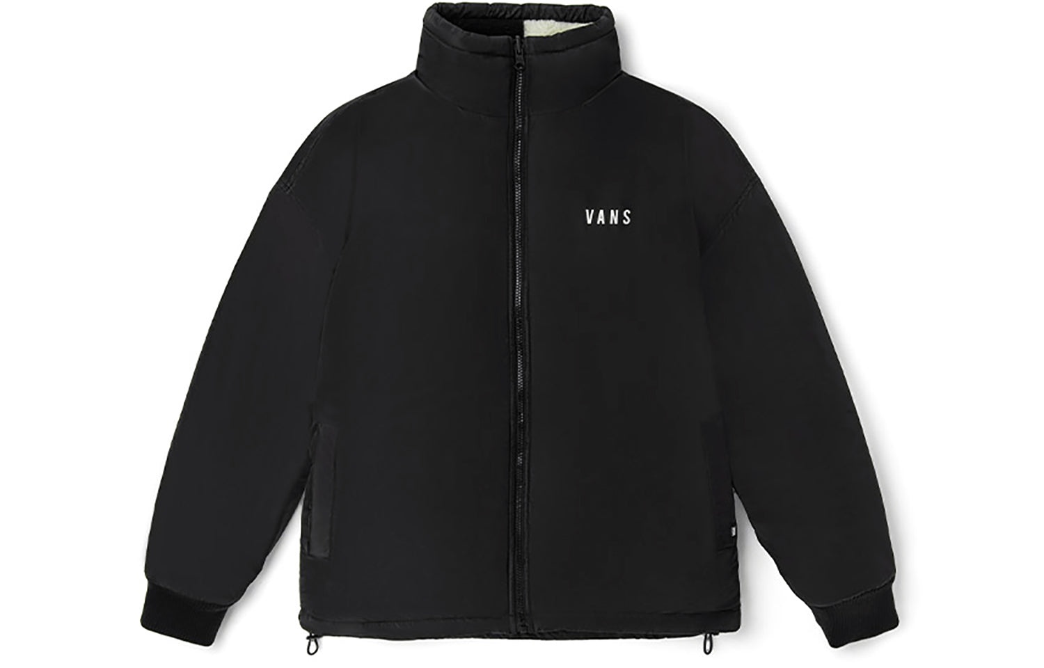 Vans Reversible lamb's wool Stand Collar logo Jacket Couple Style Black White Grid VN0A5F6U7DR - 3