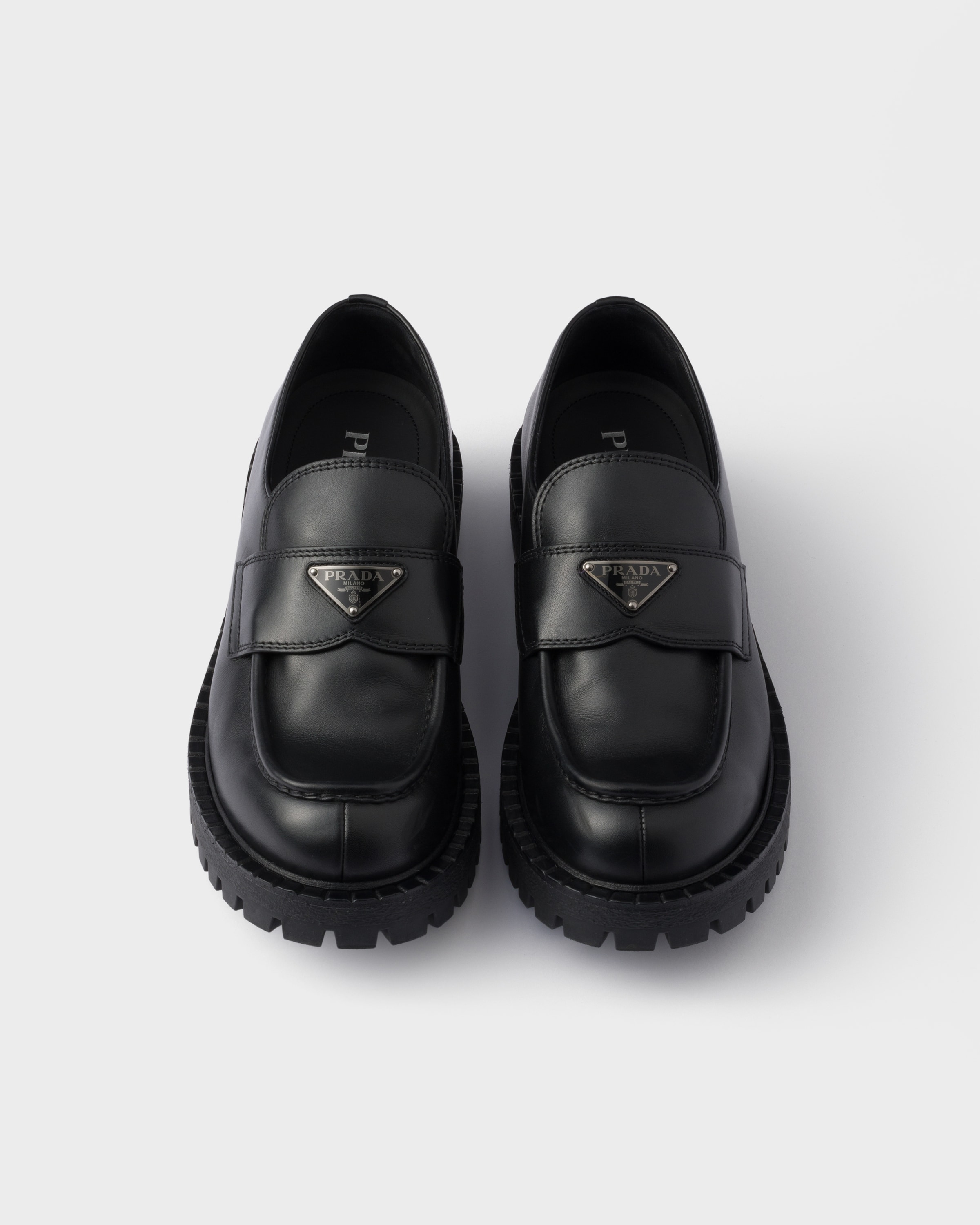 Brushed leather loafers - 4