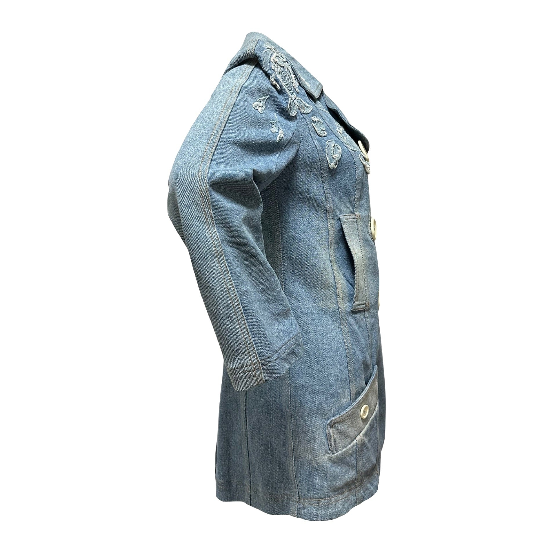 CHRISTIAN DIOR Spring Summer 2005 Flower Patchwork Button Up Denim Jacket - 3