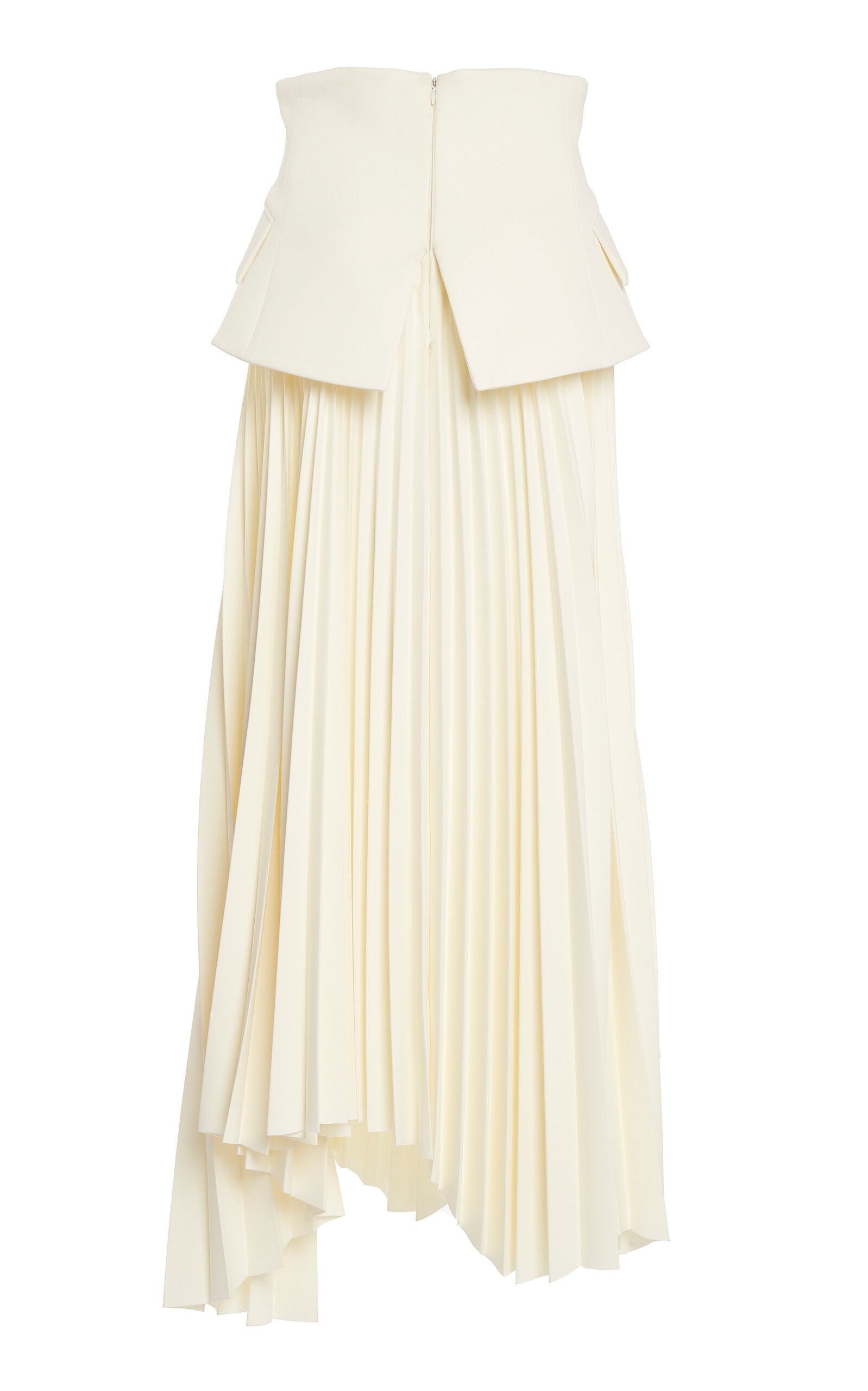 Basque-Detailed Pleated Crepe Maxi Skirt ivory - 6