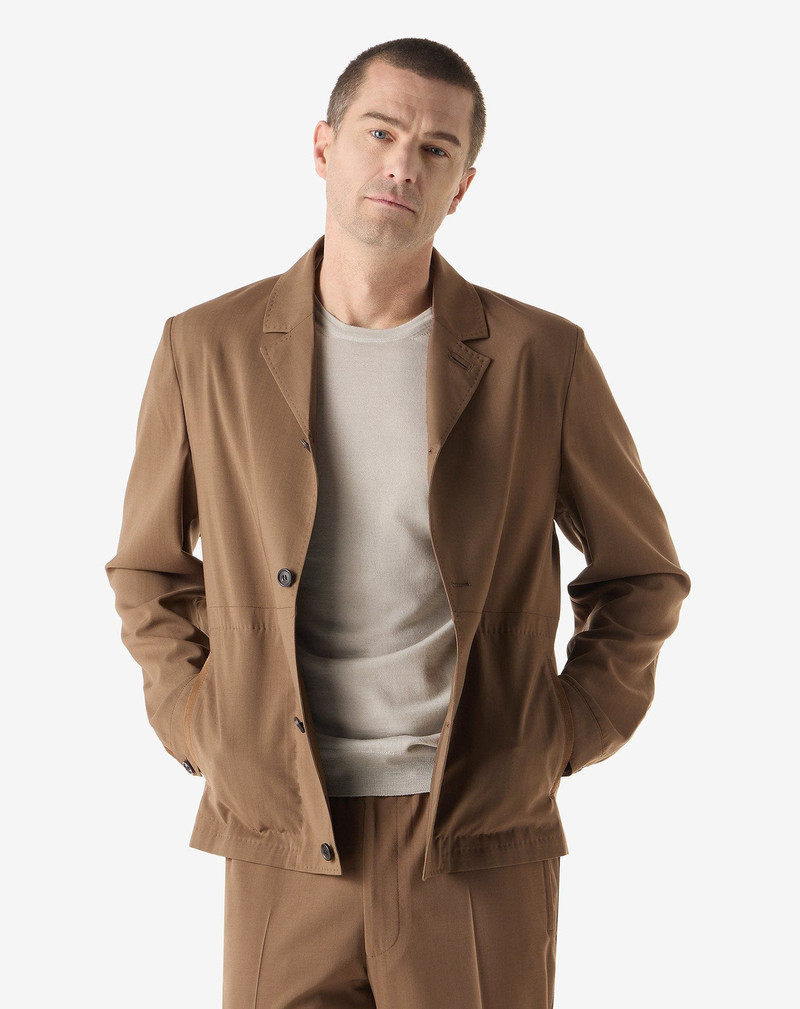CORNELIANI Brown 120's stretch-wool overshirt outlook
