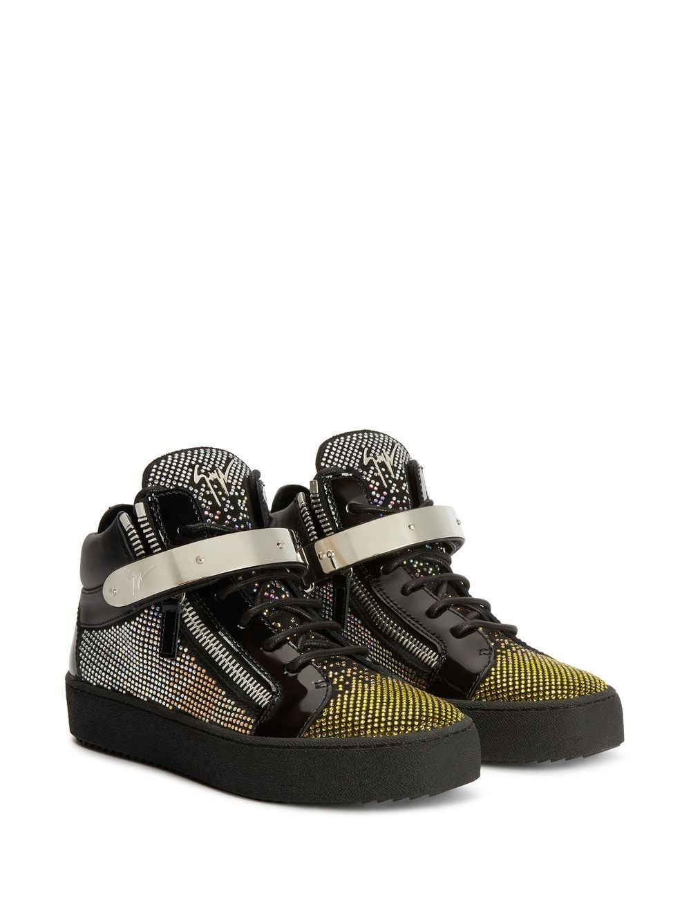 rhinestone-embellished mid-top trainers - 2