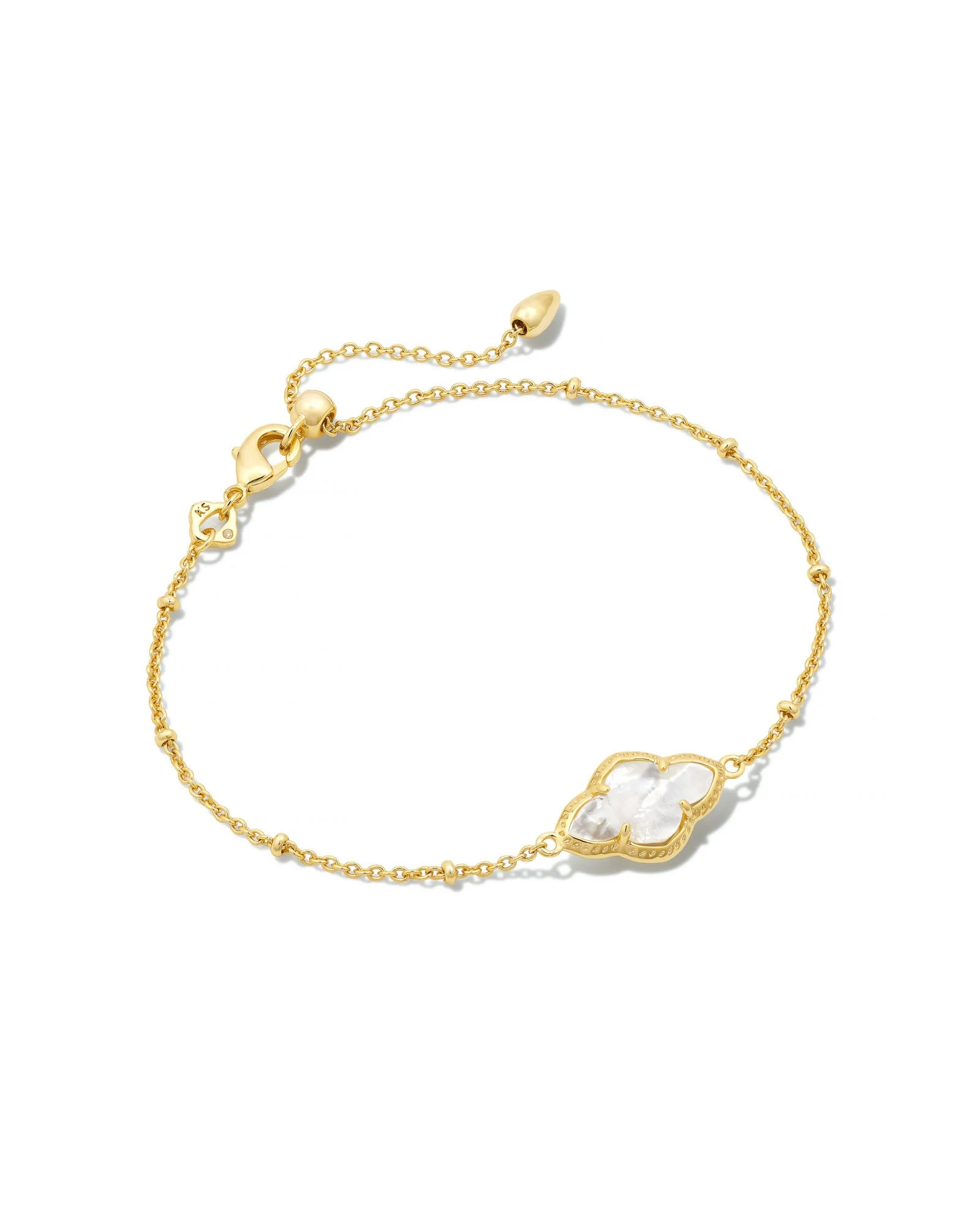 Abbie Gold Satellite Chain Bracelet in Ivory Mother-of-Pearl - 1