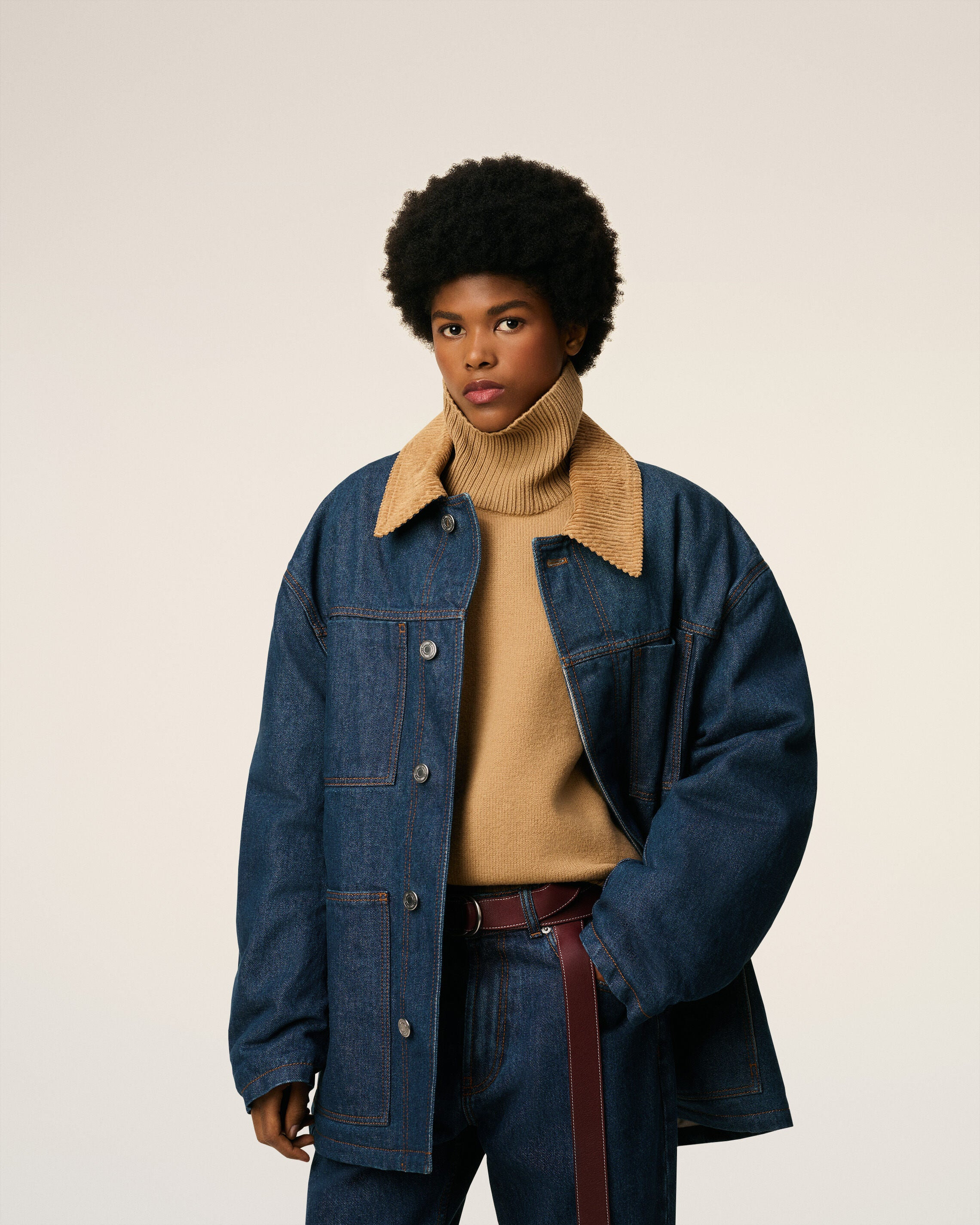 BLUE COTTON PADDED WORKER JACKET - 3