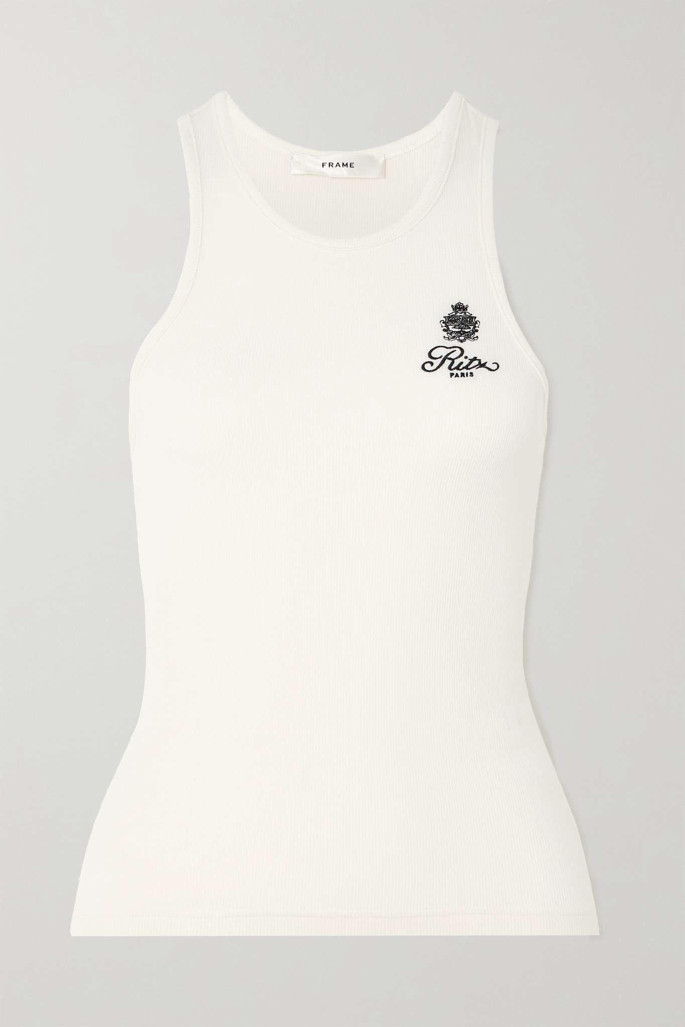 + Ritz Paris embroidered ribbed-jersey tank - 1