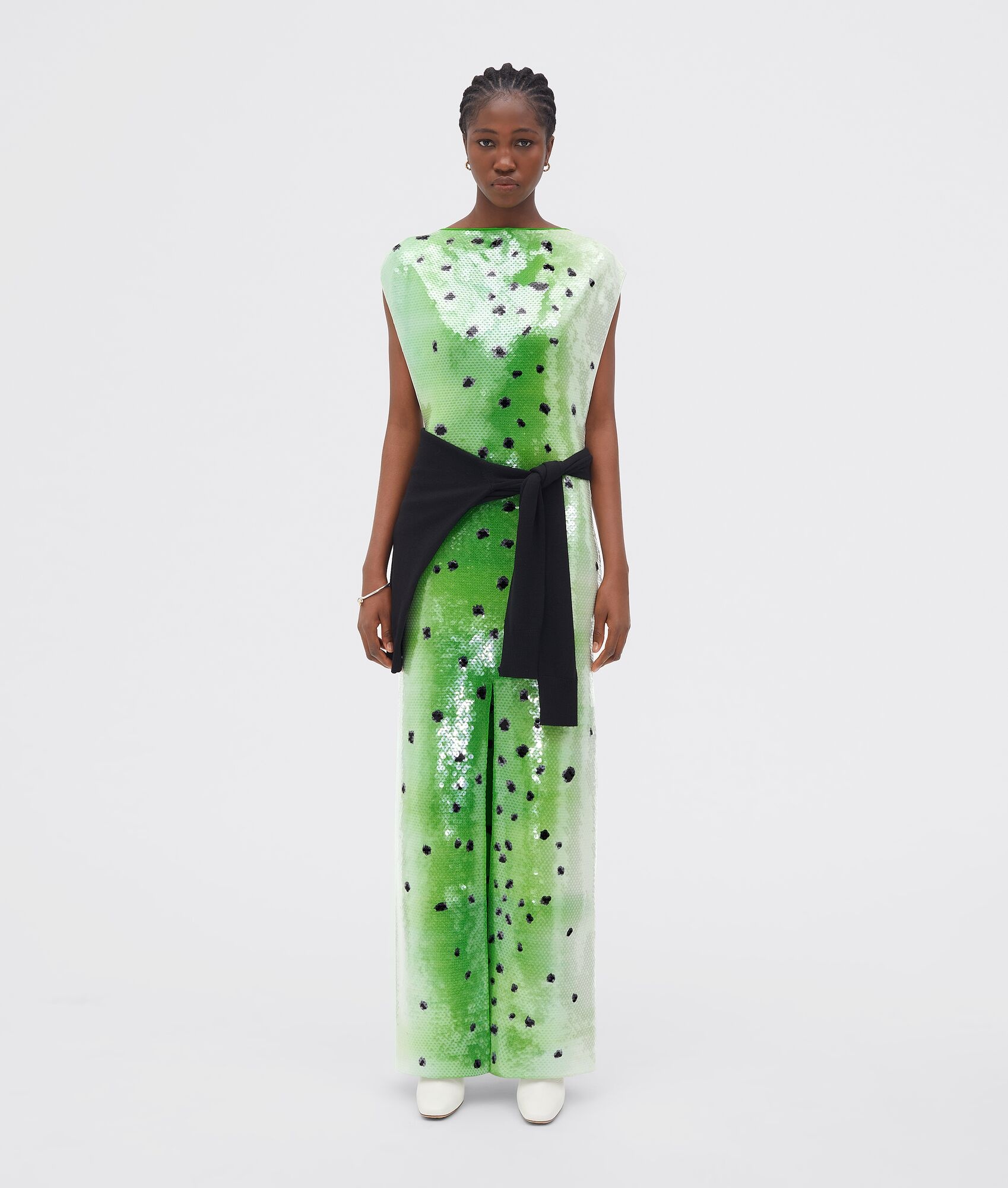 printed viscose dress with all-over sequins - 5