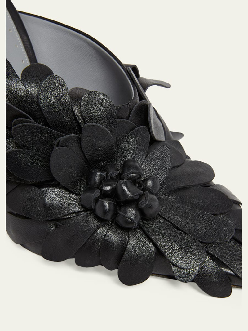 90mm Flowers Leather Mule Pumps 5