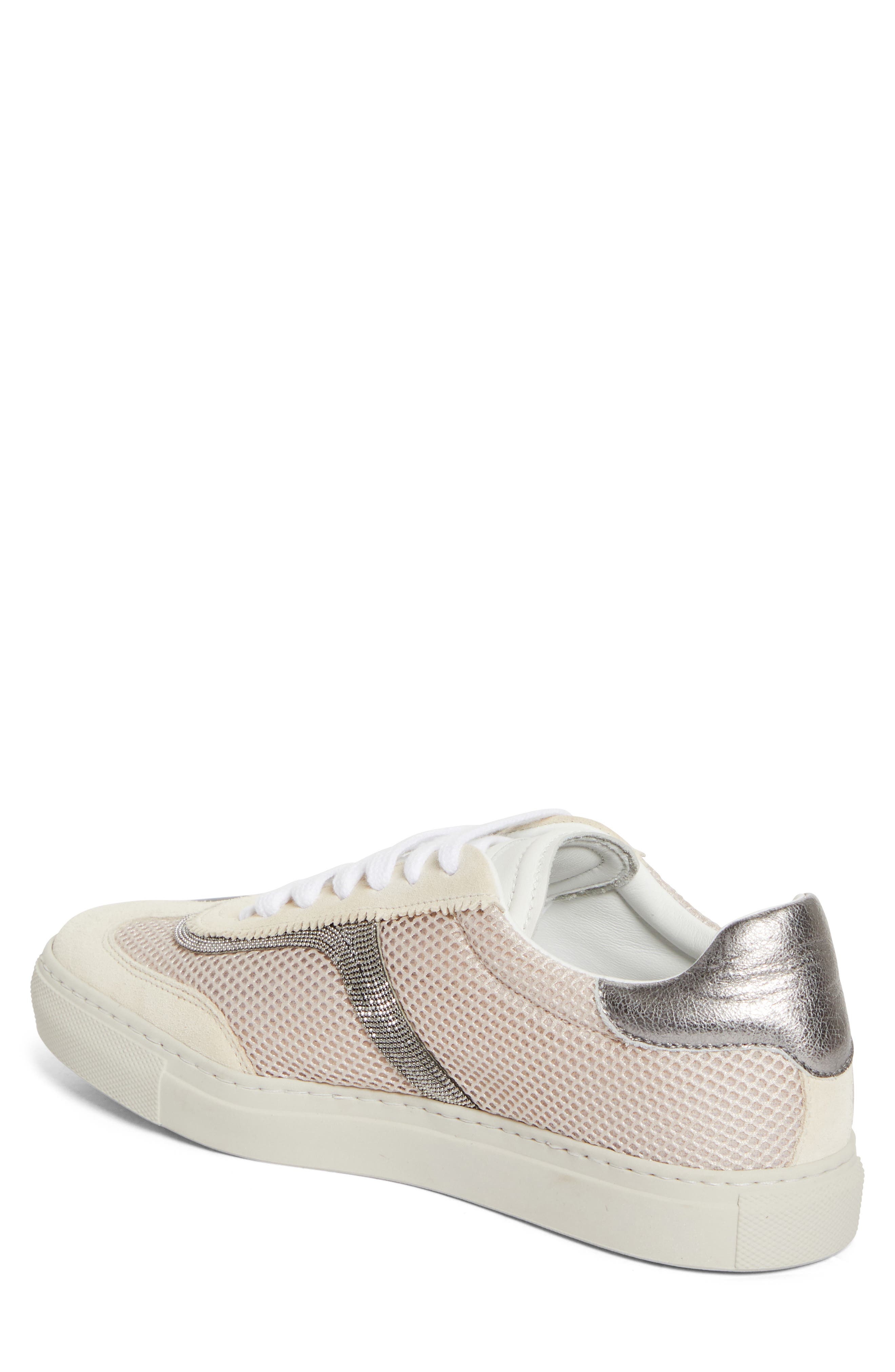 Brunello Cucinelli Monili Trim Mixed Media Low Top Sneaker in C7680 Oat at Nordstrom - 2