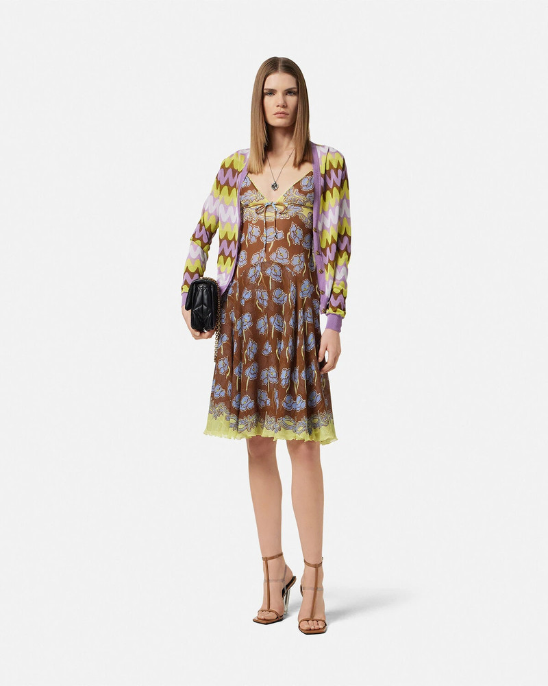 VERSACE Poppies Foulard Silk Flowy Midi Dress outlook