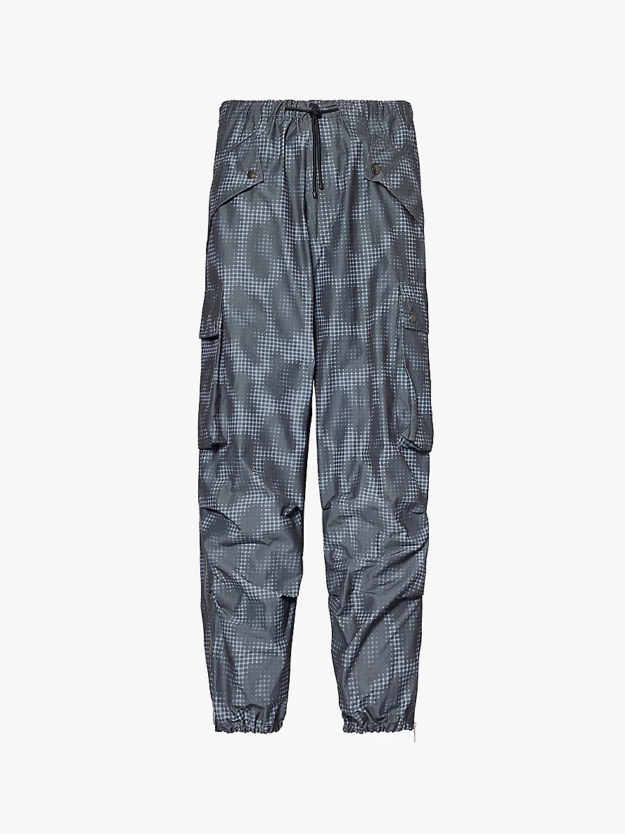 Abstract-pattern relaxed-fit cotton-blend cargo trousers - 1