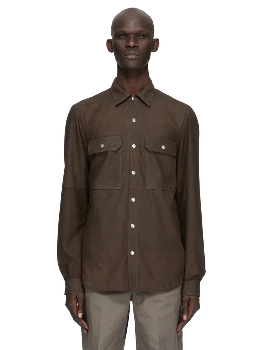 Brown Tower Leather Overshirt - 1