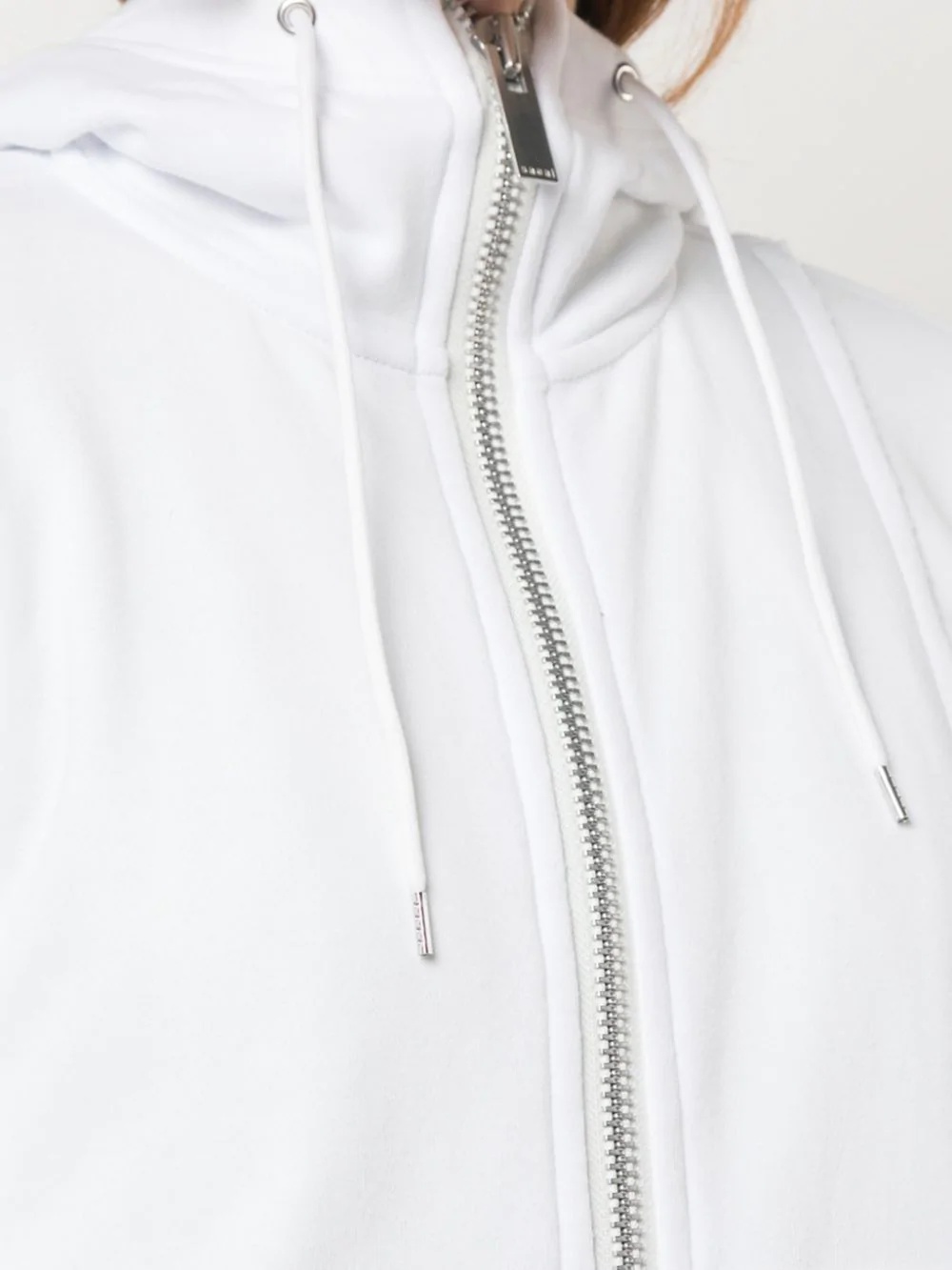 zip front asymmetric hem hoodie - 5