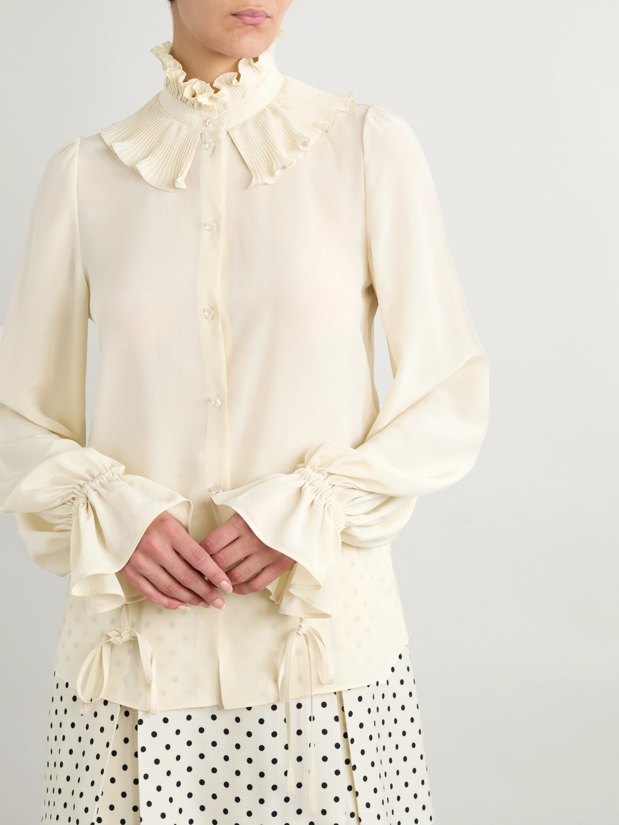 Ruffled Silk Crepe De Chine Shirt - 4