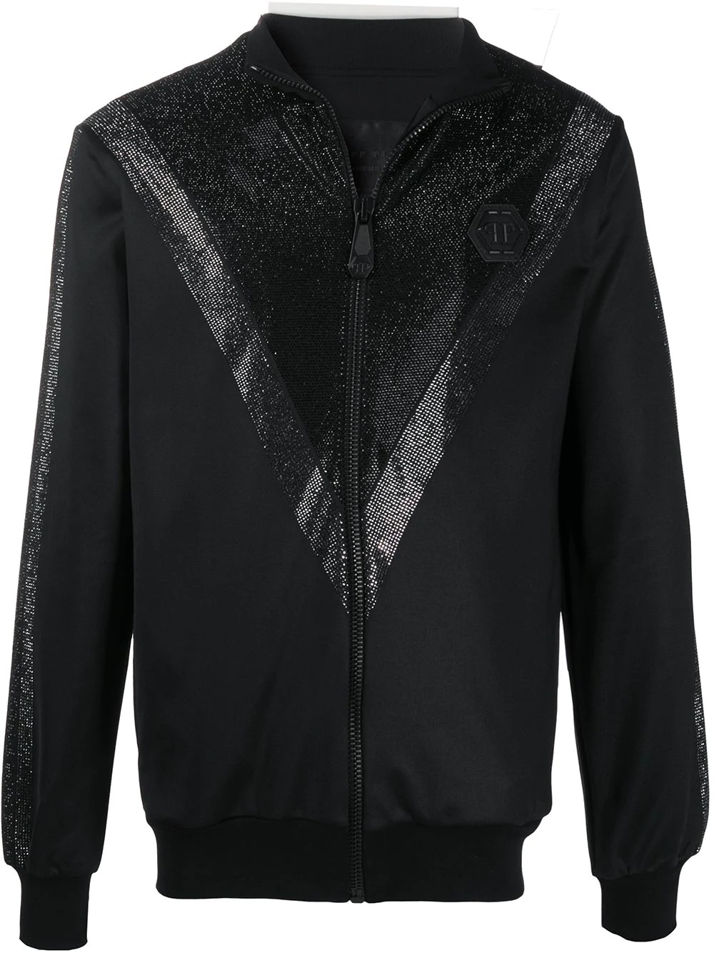 chevron-rhinestone bomber jacket - 1