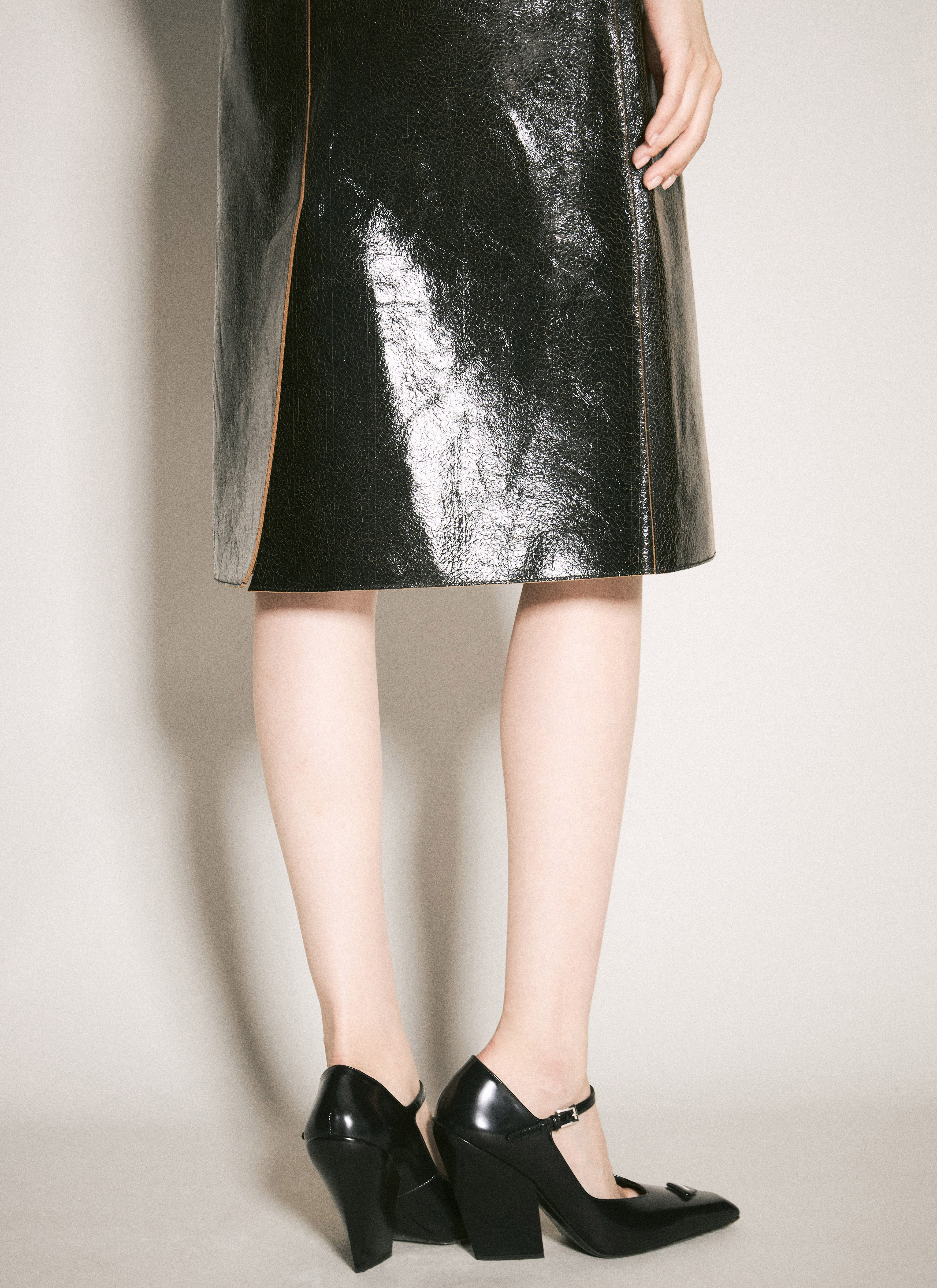 Prada Women Craquelé Leather Skirt - 3