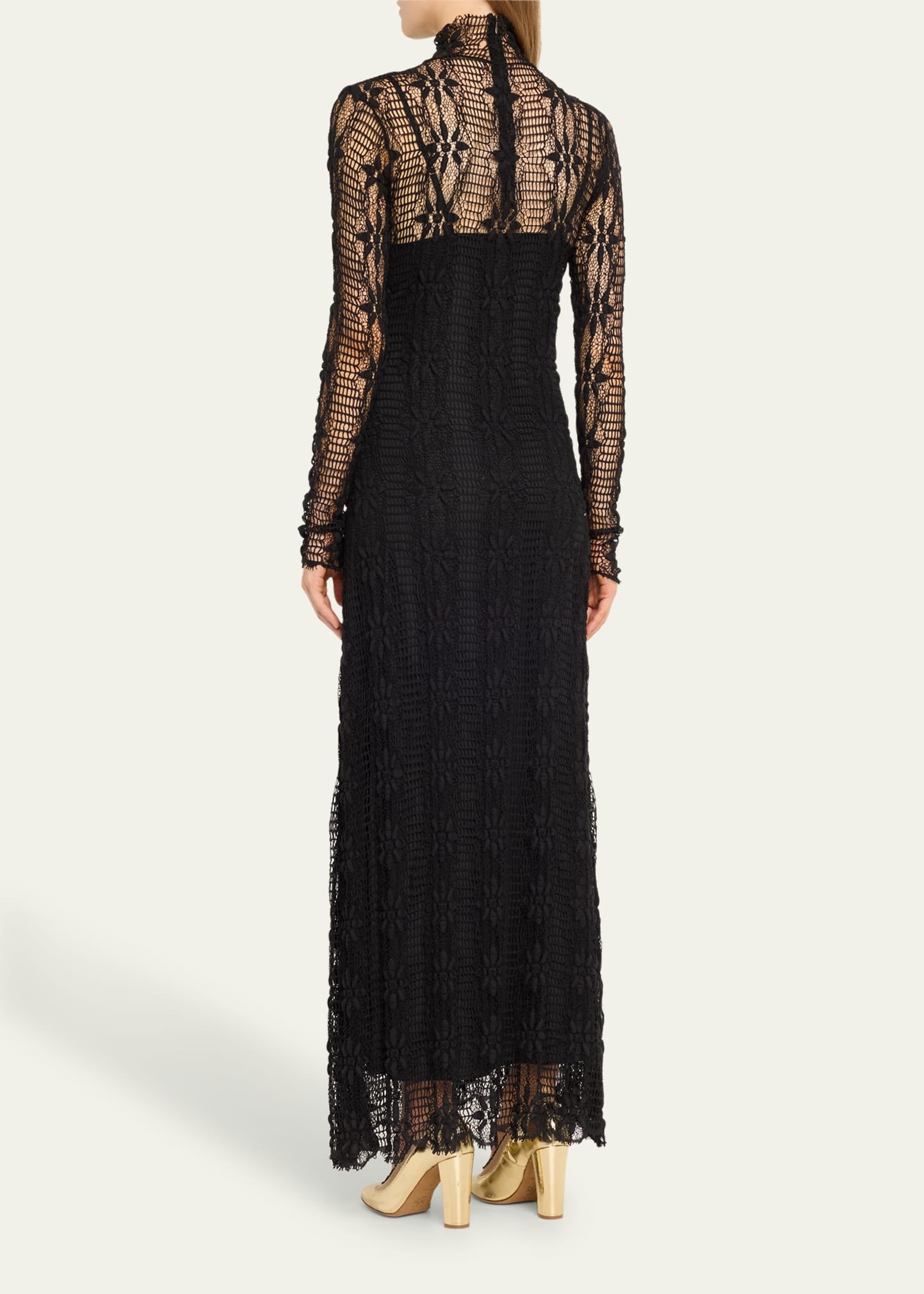 Talia Open Lace Mock-Neck Maxi Dress - 3